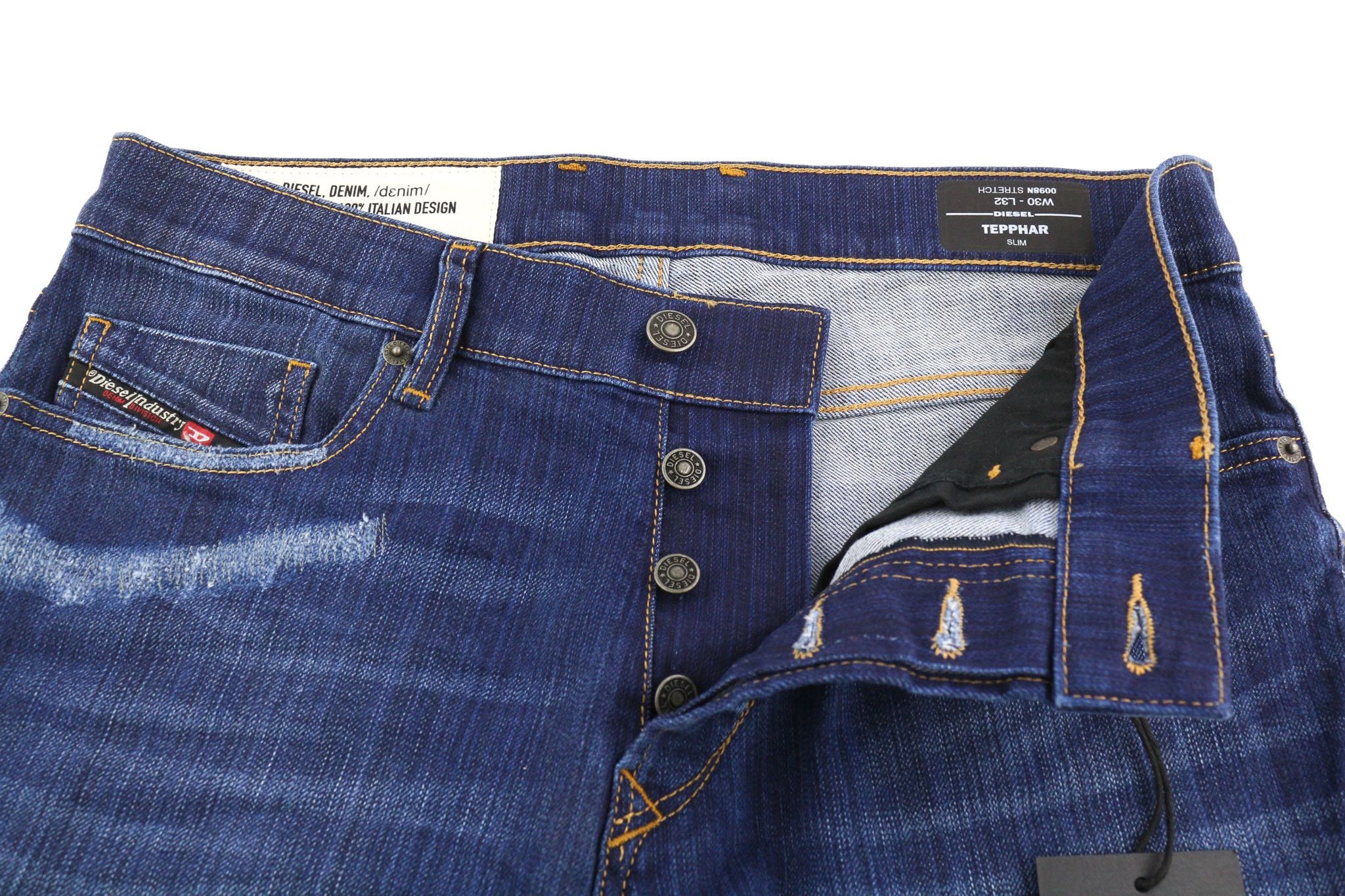 Diesel TEPPHAR 0098N W30/L32 Slim Ripped Blue Jeans 40196 Size US 30 / EU 46 - 8 Thumbnail