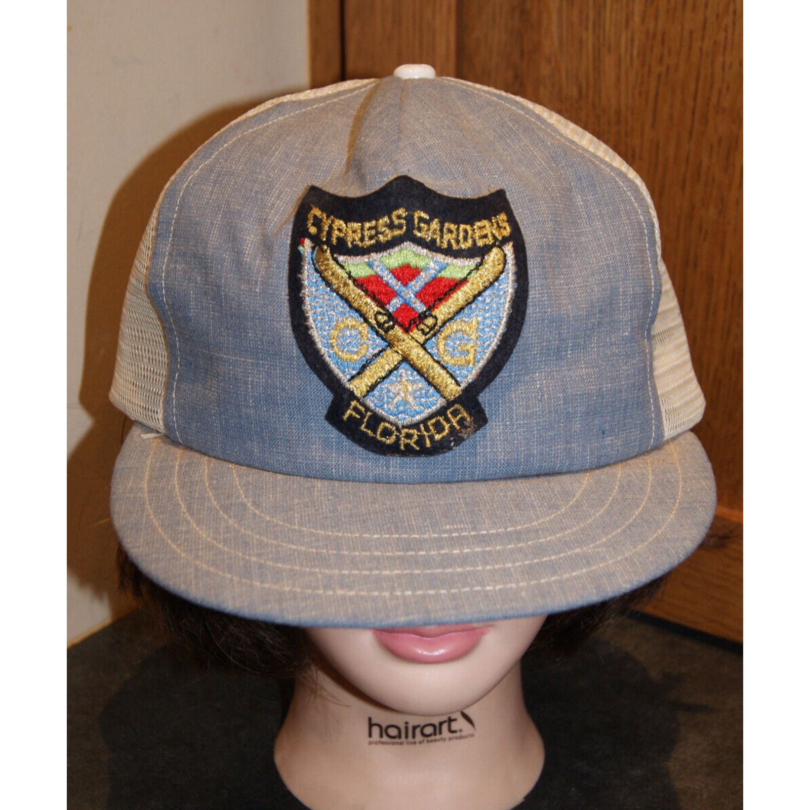 Other VTG Cypress Gardens Florida Patch Denim Trucker Hat Cap USA Size ONE SIZE - 1 Thumbnail