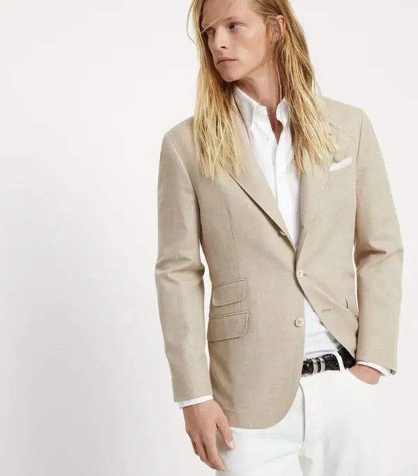 Brunello Cucinelli Jacket Linen in Medium Brown Size US L / EU 52-54 / 3 - 2 Thumbnail