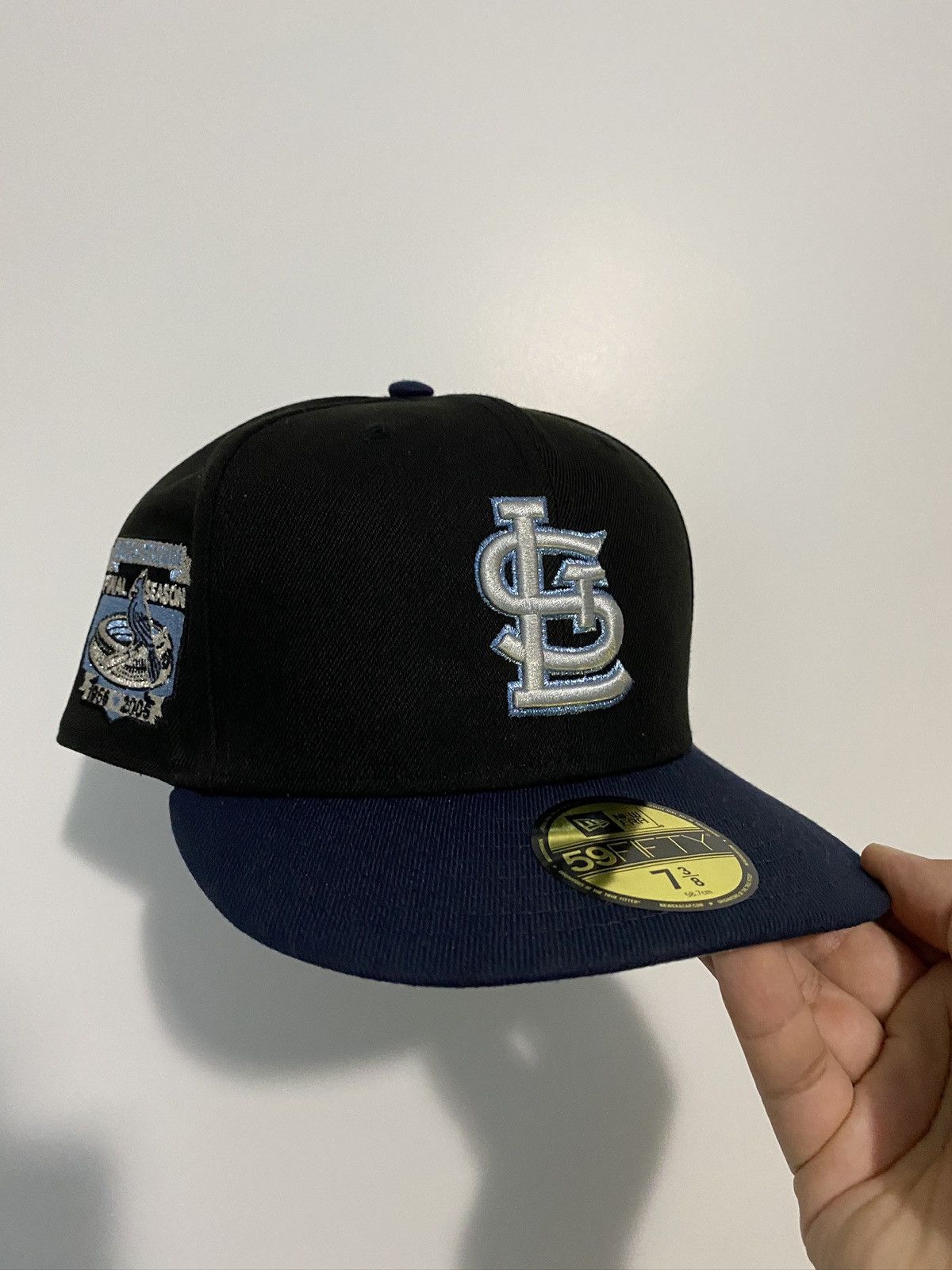 image of New Era St Louis Cardinals Black And Blue Hat Size 7 3/8, Men's