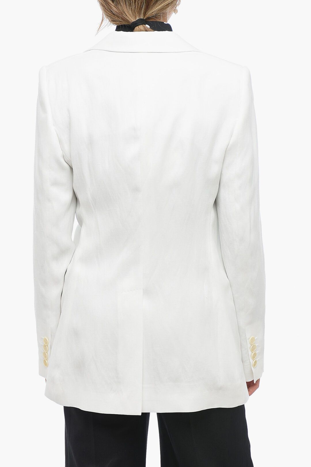 Stella McCartney og1mm0824 One-Button Flax Blend Blazer in White Size M / US 6-8 / IT 42-44 - 2 Thumbnail