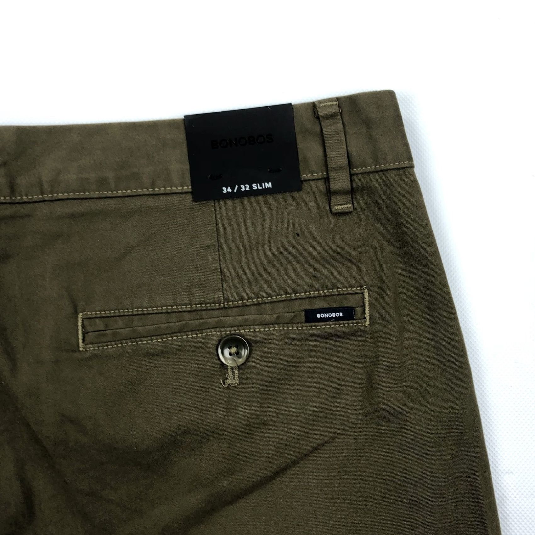 Bonobos BONOBOS Men's 34x32 Slim Fit Dark Olive Organic Cotton Chino Pants NWT Size US 34 / EU 50 - 3 Thumbnail