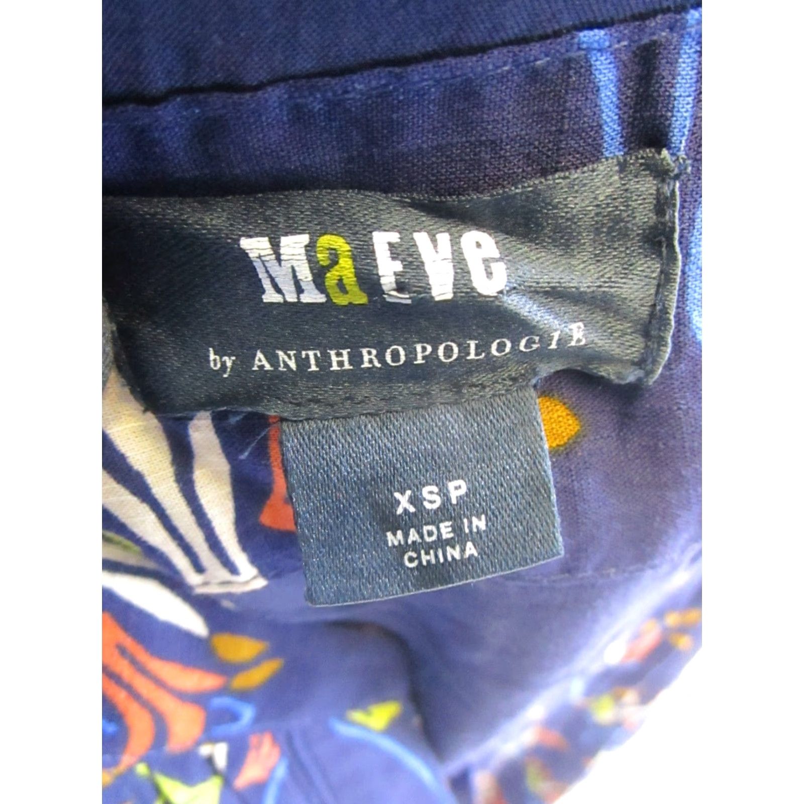 Vintage Maeve Dress Womens XS Blue Geometric Midi A-Line Shirt Dress Blue Size XS / US 0-2 / IT 36-38 - 4 Thumbnail