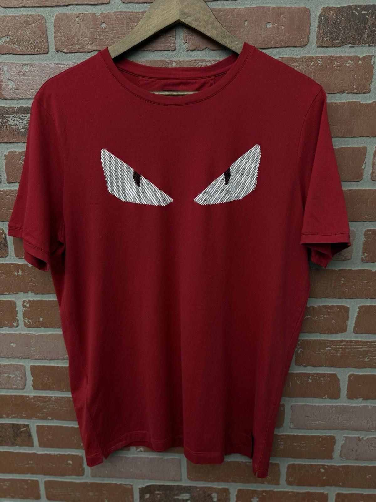 Fendi FENDI Men's Size- (52) Red Cotton Silver Eyes T-Shirt Top Size US L / EU 52-54 / 3 - 3 Thumbnail