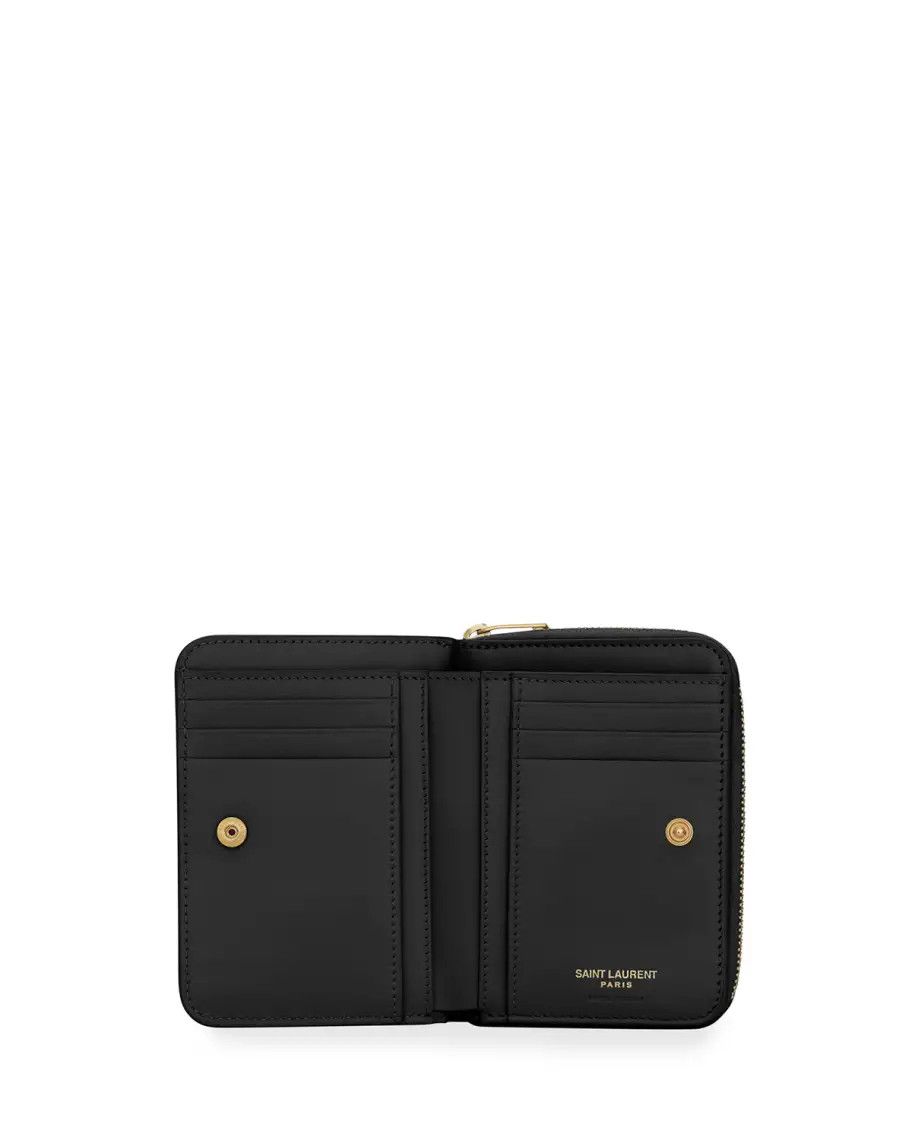 Saint Laurent Paris o1s1wg110924 Size: OS / Tiny Zip Leather Wallet in Black Size ONE SIZE - 2 Thumbnail