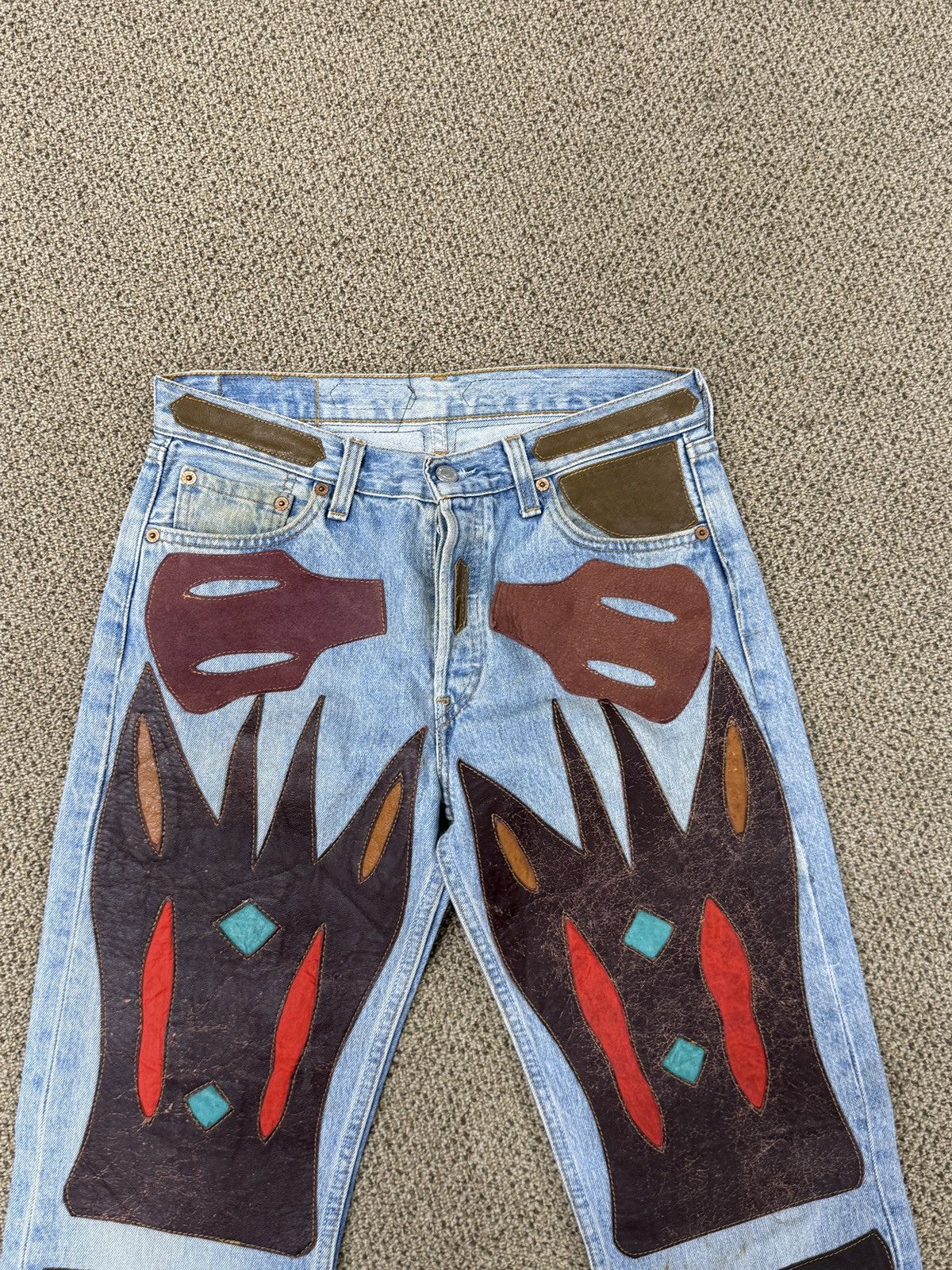 Levi's Vintage Clothing Vintage Levi's Japan 501 Handmade Leather Patch Denim Size US 34 / EU 50 - 3 Thumbnail