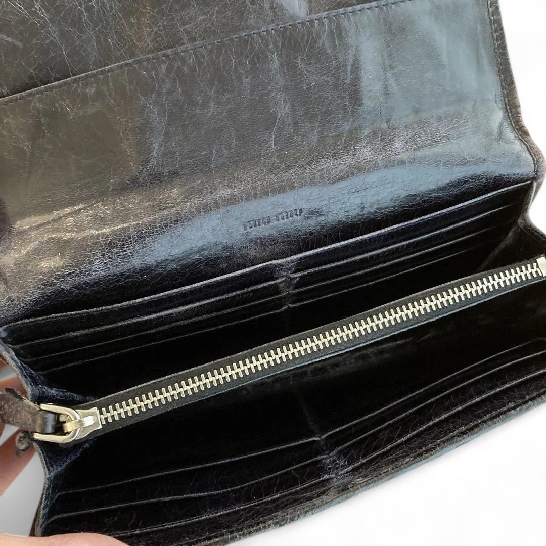 Miu Miu Miu Miu - Black Bifold Matelasse Wallet Vintage Leather Size ONE SIZE - 4 Thumbnail
