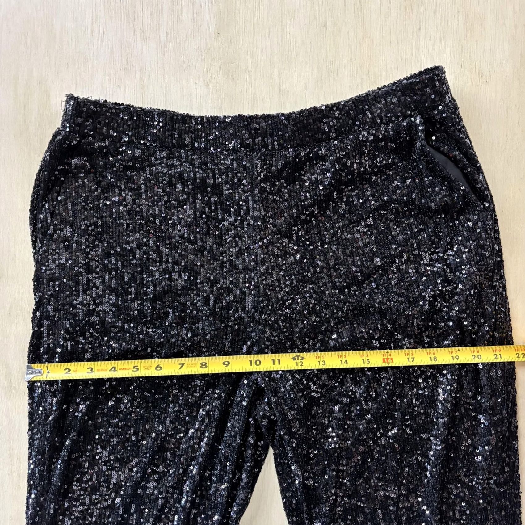 Vintage Cable & Gauge Pants Womens XL Black Sequin Jogger Elastic Waist Lined Party Pajama Size 40" / US 18 - 6 Thumbnail
