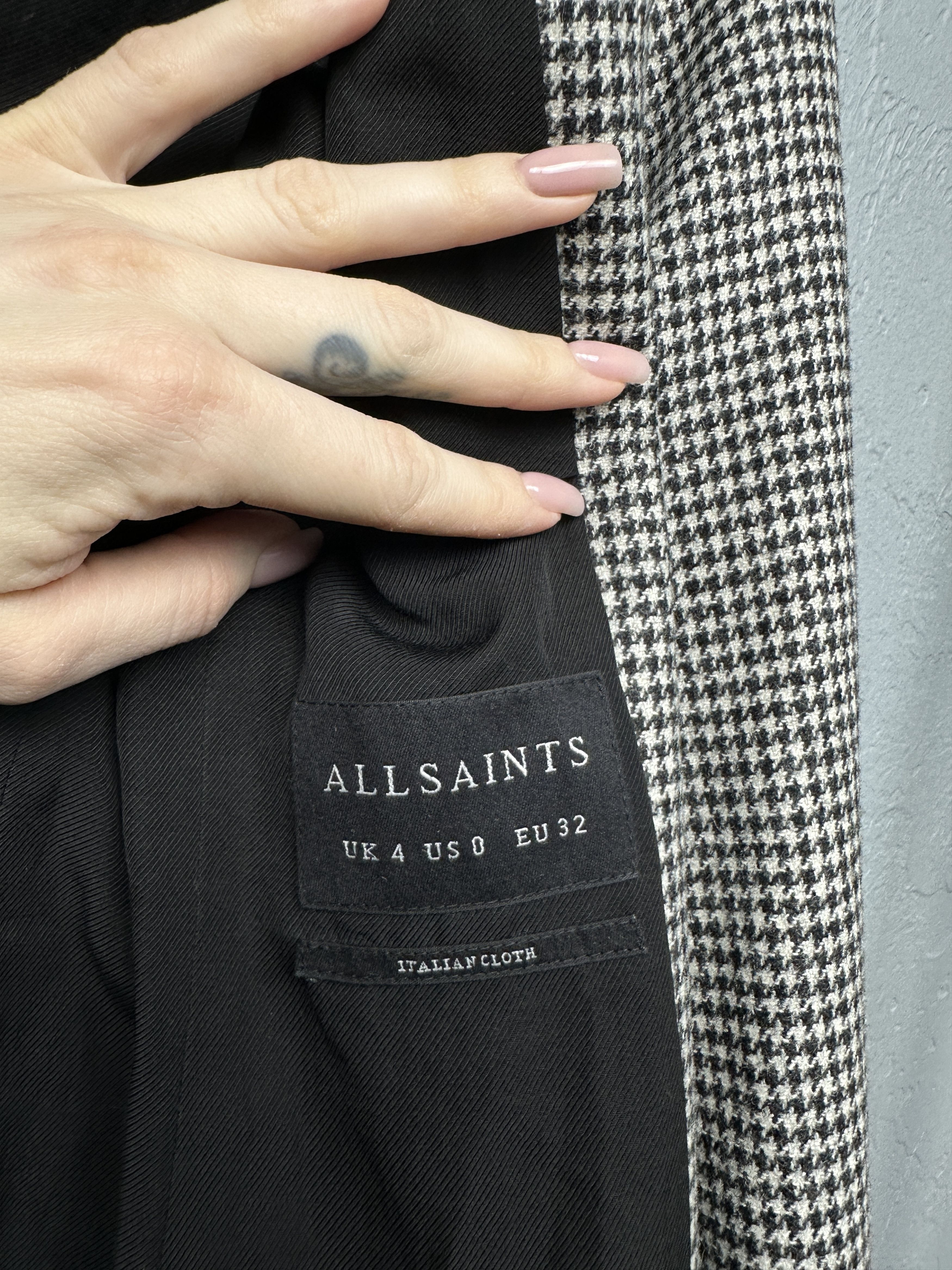 Allsaints AllSaints Leni Puppytooth Wool Coat Jacket Size XS / US 0-2 / IT 36-38 - 4 Thumbnail