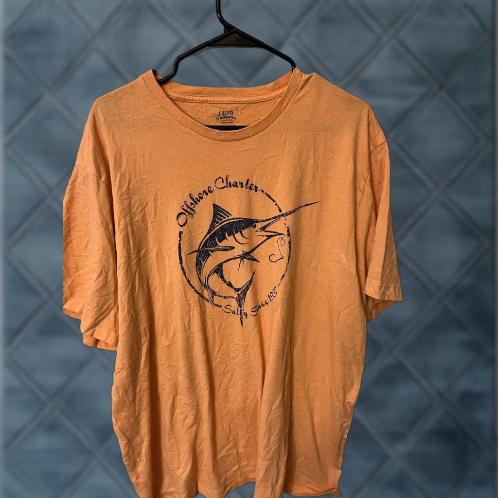 Izod VINTAGE IZOD Saltwater Shirt Tee Orange Crew Neck Short Sleeve Men's 2XL Beach XXl Regular Mens Size US XXL / EU 58 / 5 - 1 Thumbnail