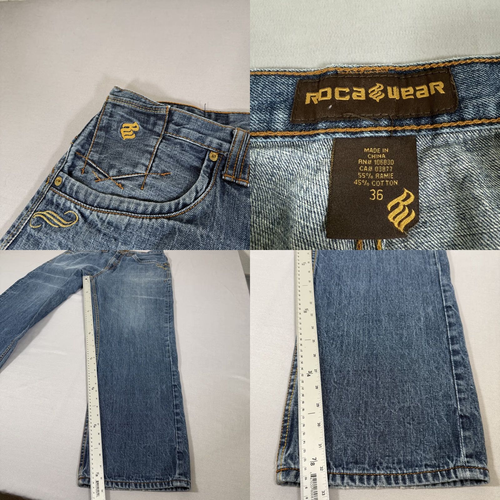 Rocawear VINTAGE Rocawear Jeans Mens 36x32 Blue Baggy Loose Embroidered Denim Pants Y2K Size US 36 / EU 52 - 9 Thumbnail