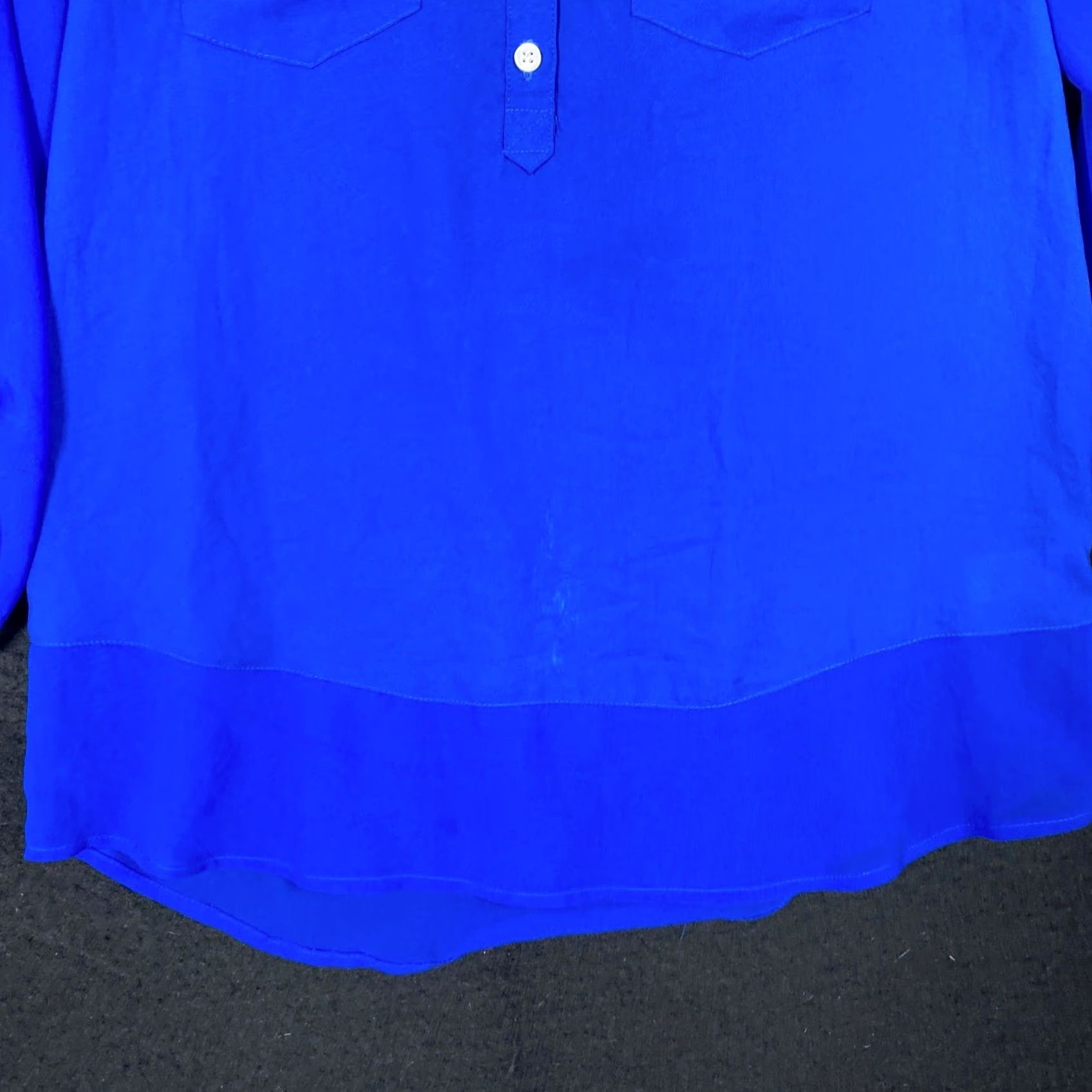 Express Express Blouse Women XS V-Neck Button Roll Tab Sleeve Sheer Blue Comfort Lightweight Casual Workwear Size XS / US 0-2 / IT 36-38 - 3 Thumbnail