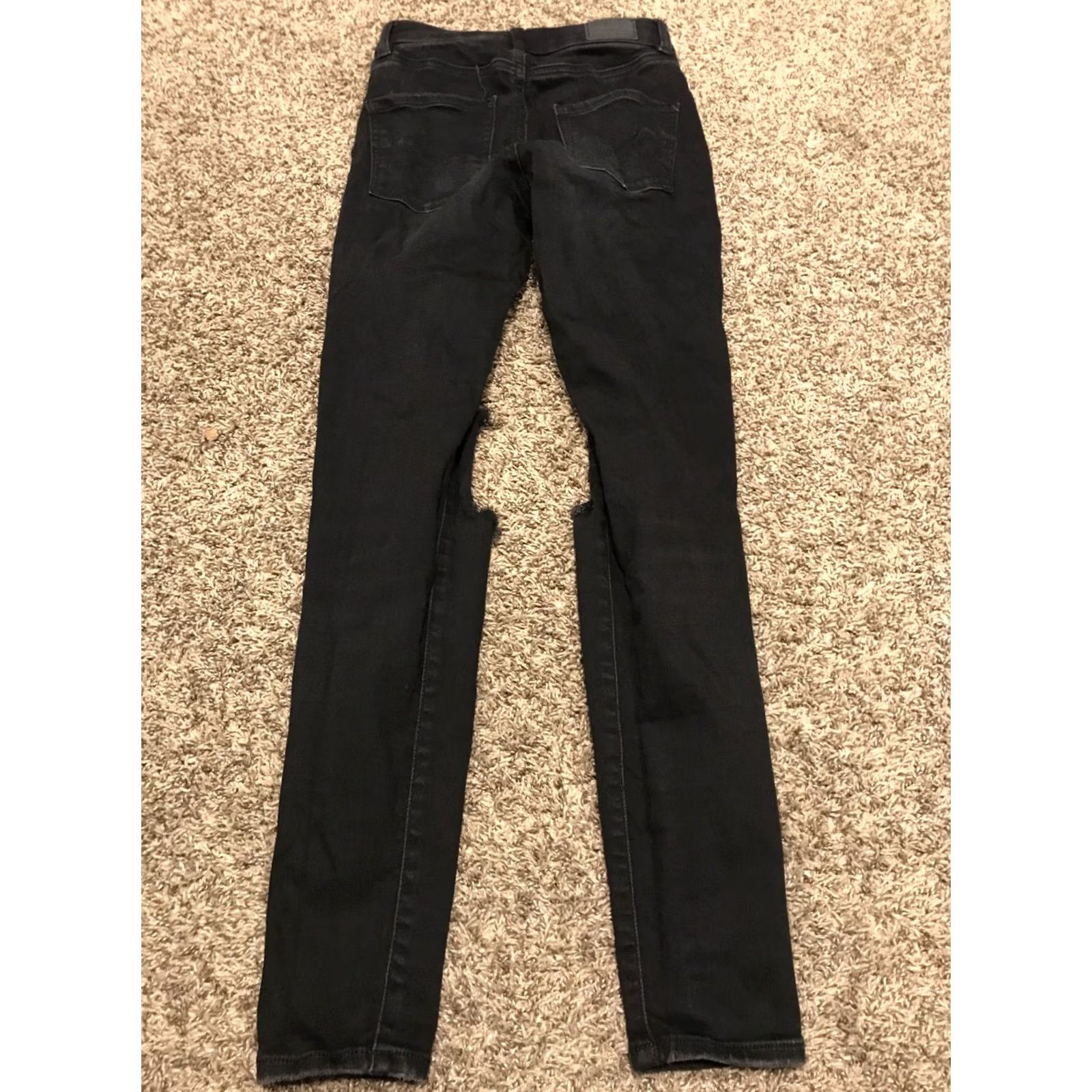 American Eagle Outfitters American Eagle Next Level Stretch Women Size 00 Curvy Jegging Black Denim Size 24" / US 00 / IT 34 - 5 Thumbnail