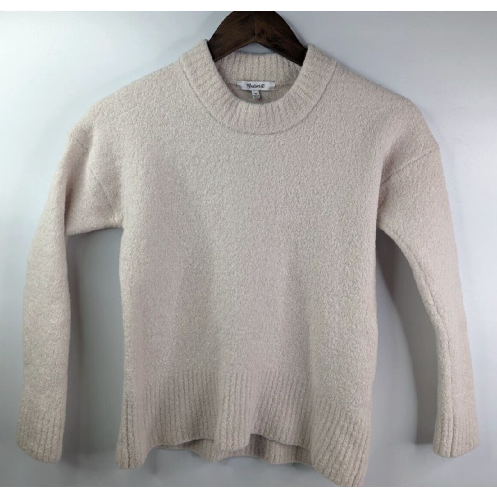 Madewell Madewell Sweater Womens XS Beige Crew Neck Long Sleeve Bouclé Beachdell Pullover Merino Wool ND023 16.5in Size XS / US 0-2 / IT 36-38 - 2 Thumbnail