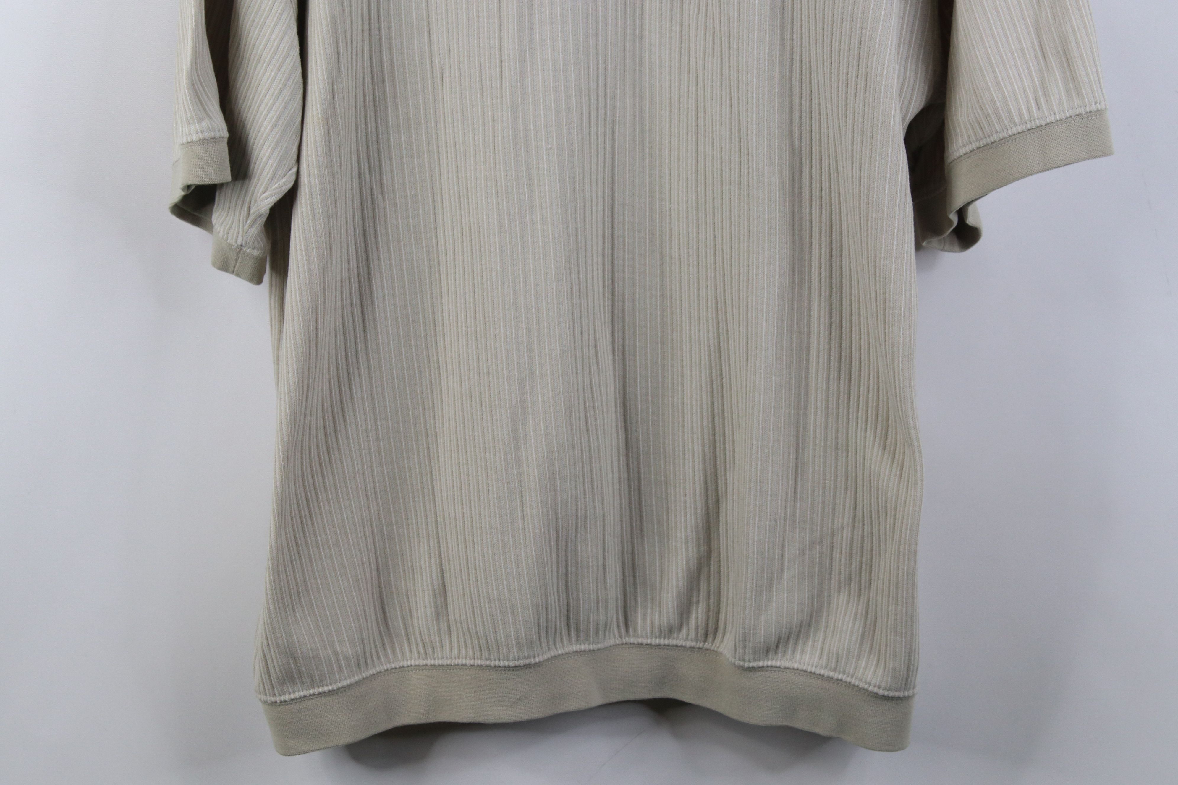 Vintage Vintage 90s Streetwear Ribbed Knit Pullover Polo Shirt Beige Size US L / EU 52-54 / 3 - 3 Thumbnail