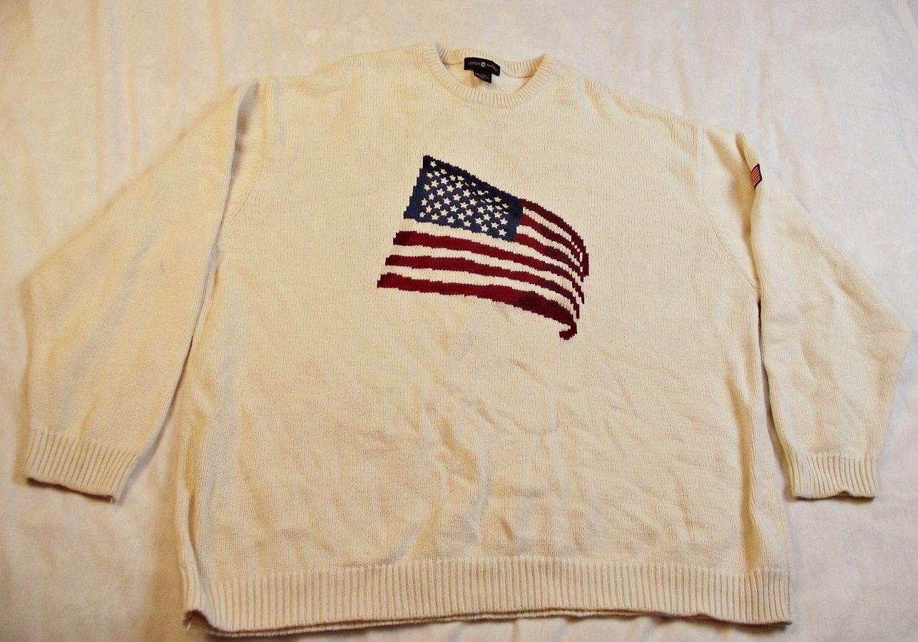 Cotton Traders Vintage Sweater Ivory US Flag Patriotic XXL Cabincore Size US XXL / EU 58 / 5 - 1 Thumbnail