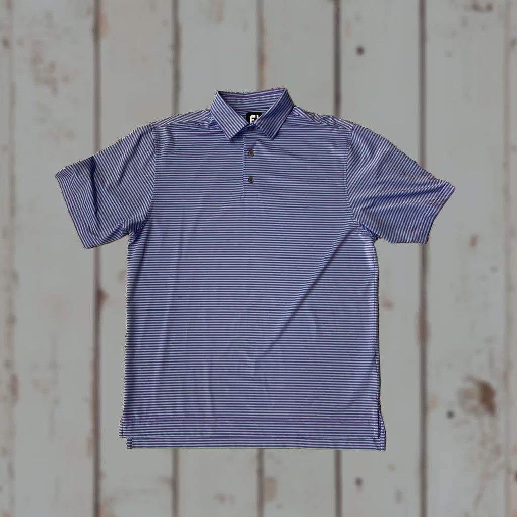 Footjoy FootJoy Polo Shirt Mens Medium Purple Blue Striped Performance FJ Golf Shirt Size US M / EU 48-50 / 2 - 1 Thumbnail