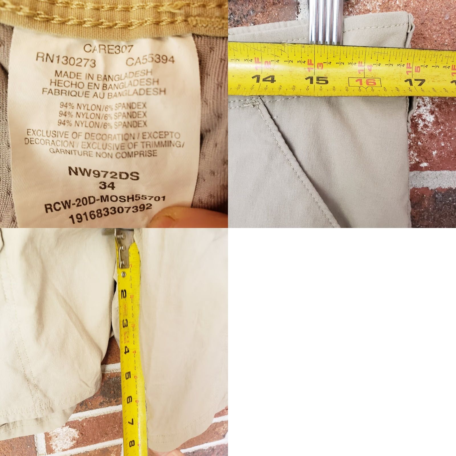 Wrangler Wrangler Mens Hiker Cargo Shorts Flex Waistband Khaki Tan 34x8.5 NW972DS Size US 34 / EU 50 - 9 Thumbnail