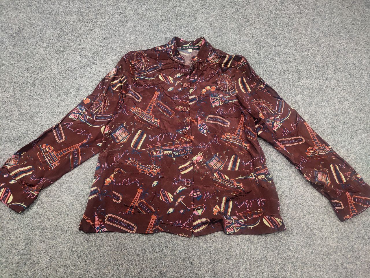Alexa Chung Alexa Chung Design Blouse Burgundy Button Up Satin Shirt Size S / US 4 / IT 40 - 3 Thumbnail