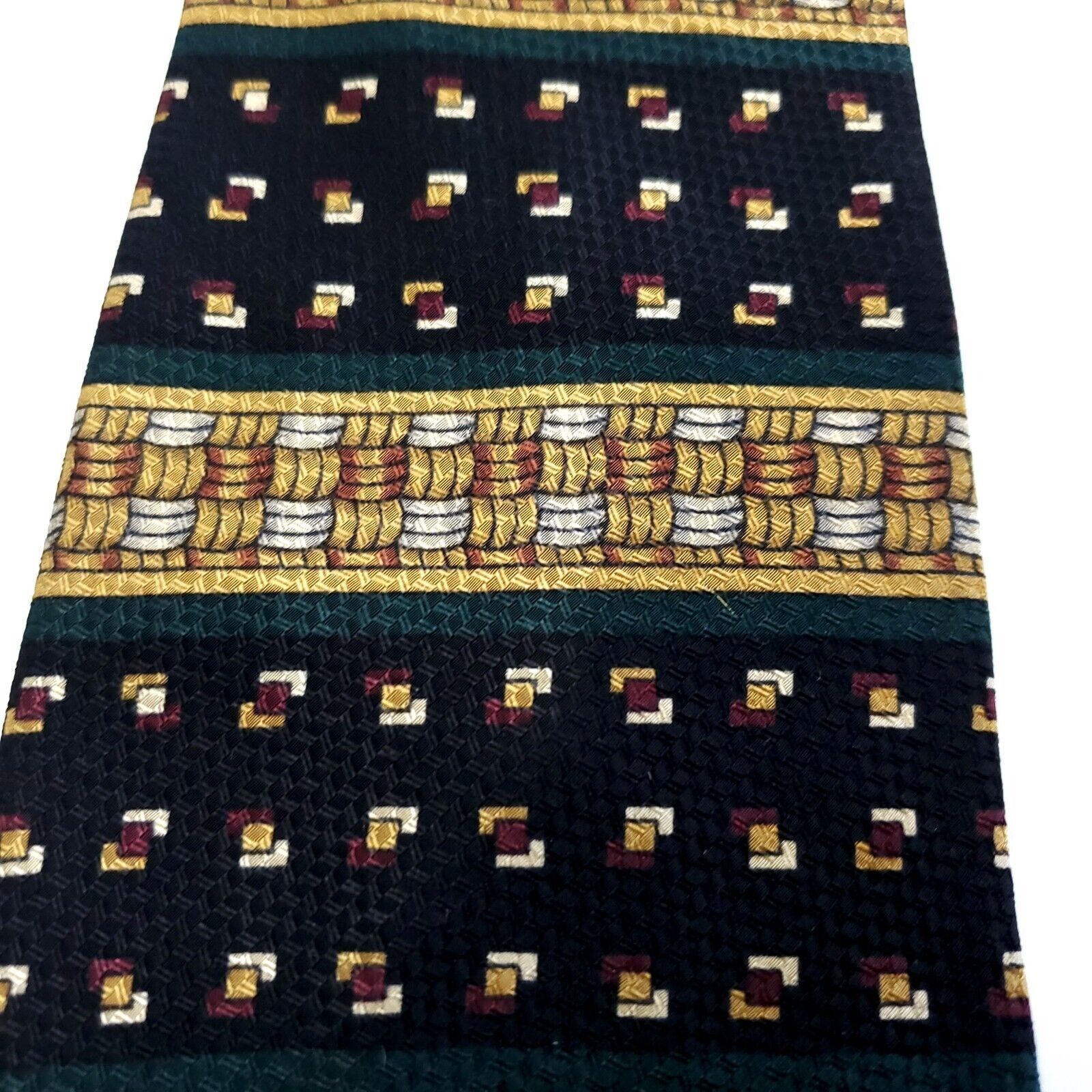 Designer Surrey Green Black Abstract Wide Silk Tie Size ONE SIZE - 2 Thumbnail