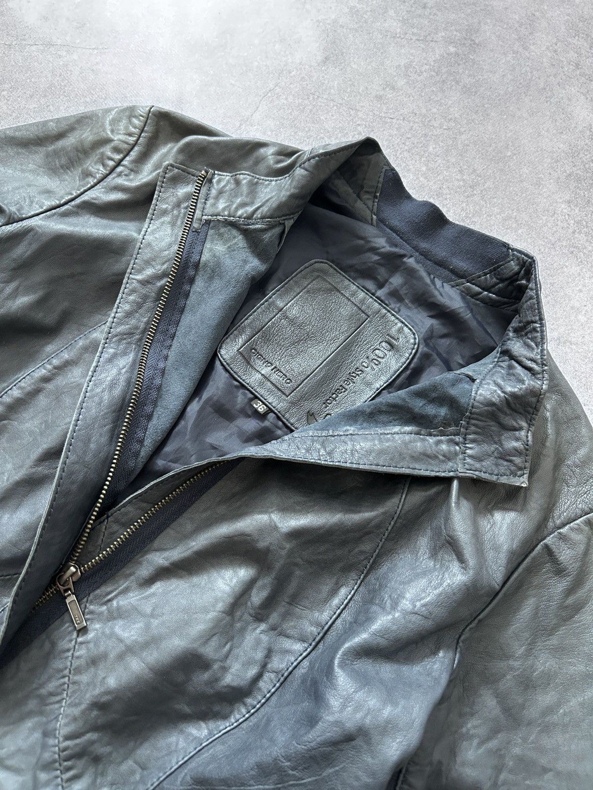Genuine Leather Cigno Nero Avant-Garden long-leather blue jacket Size S / US 4 / IT 40 - 4 Thumbnail