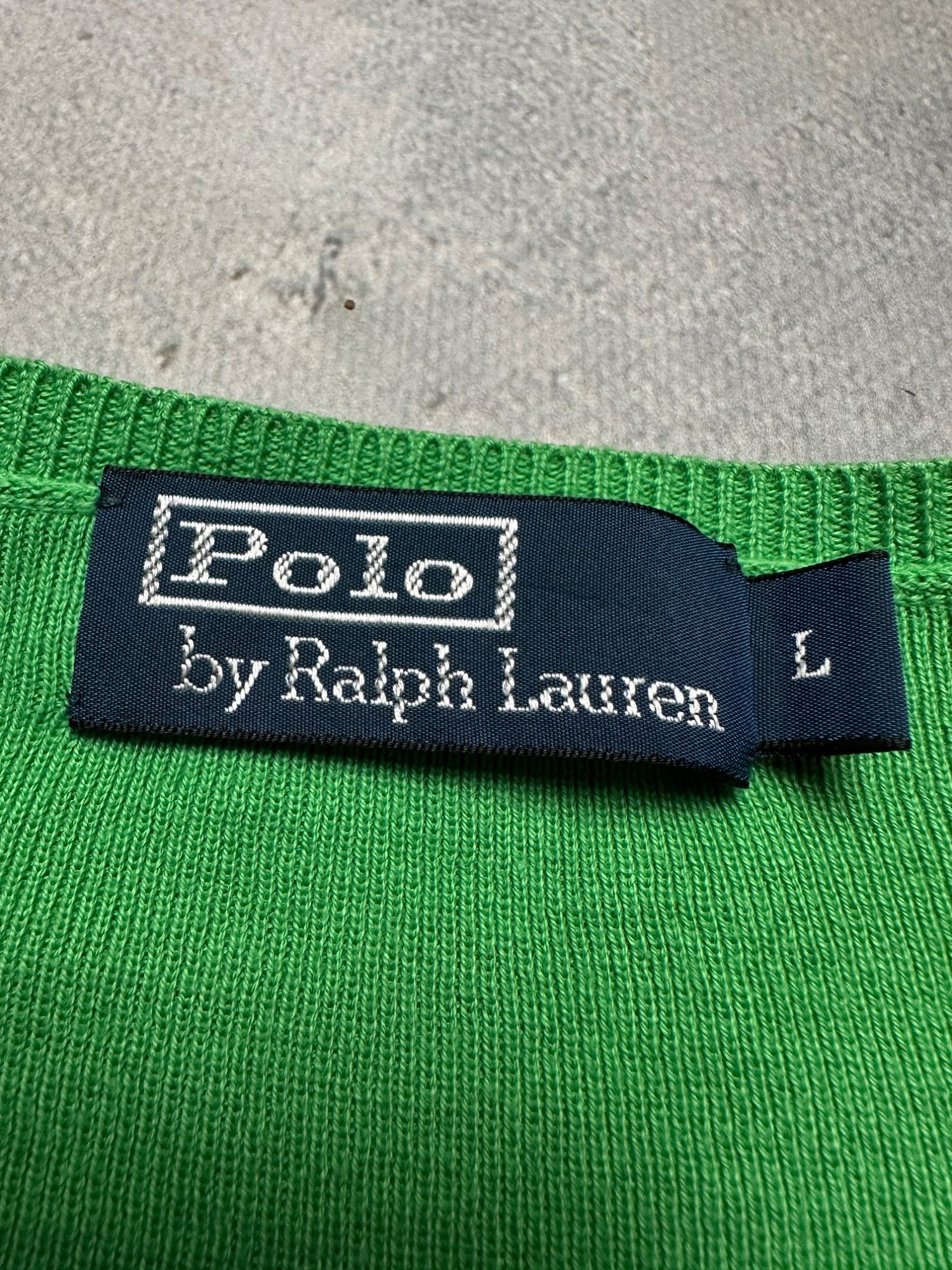 Polo Ralph Lauren Polo Ralph Lauren Green V-Neck y2k Sweater Purple Pony 90s Size US L / EU 52-54 / 3 - 3 Thumbnail