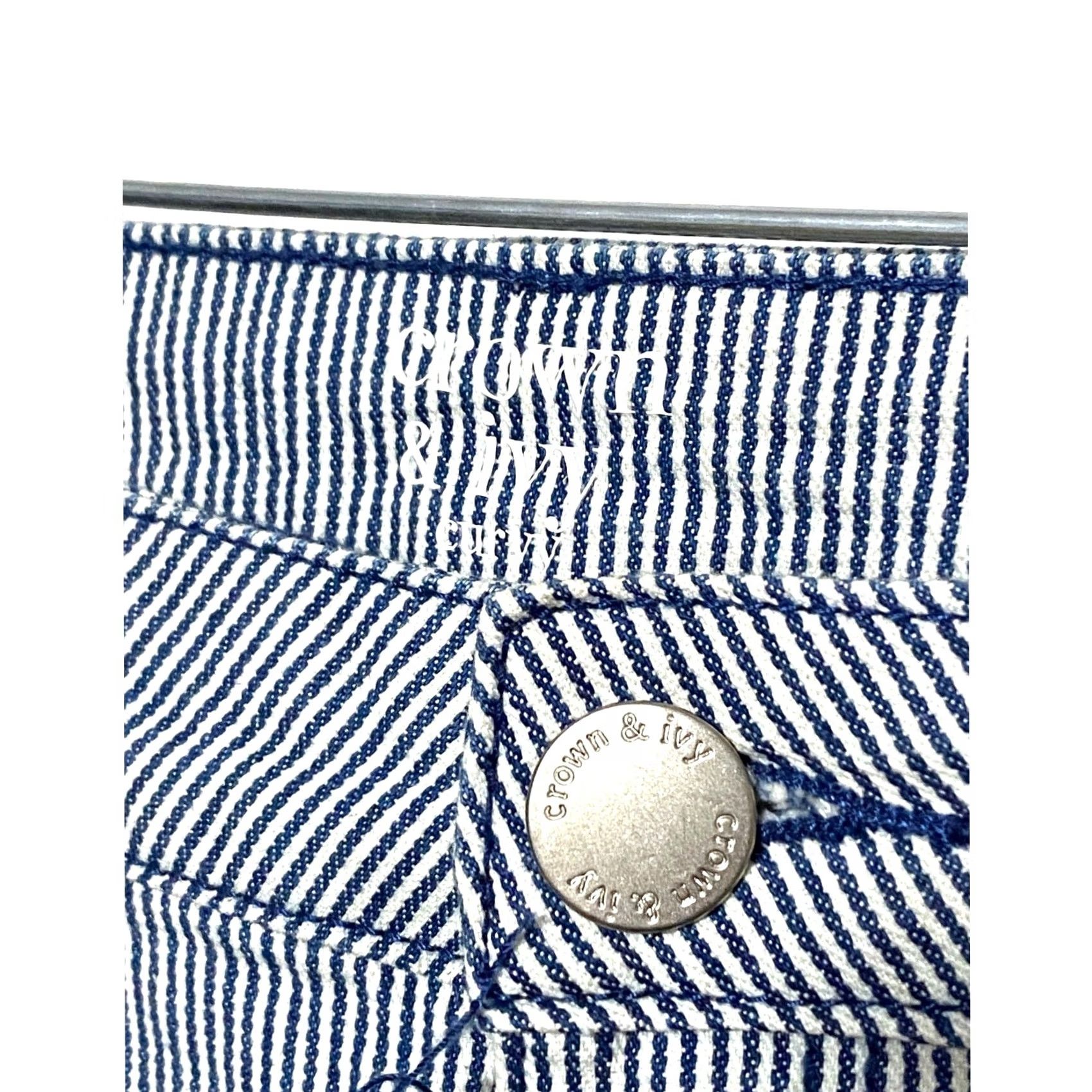Vintage VINTAGE Crown & Ivy Blue White Striped Essential Signature Crop Jeans Womens Plus 22W Size 40" / US 18 - 5 Thumbnail