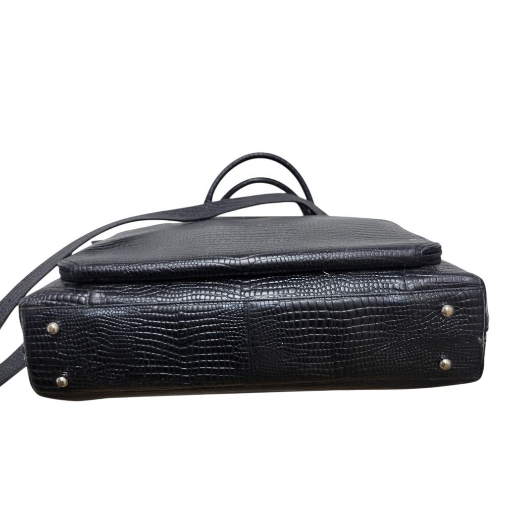 Other Levenger Crocodile Embossed Genuine Leather Messenger Briefc Size ONE SIZE - 7 Thumbnail