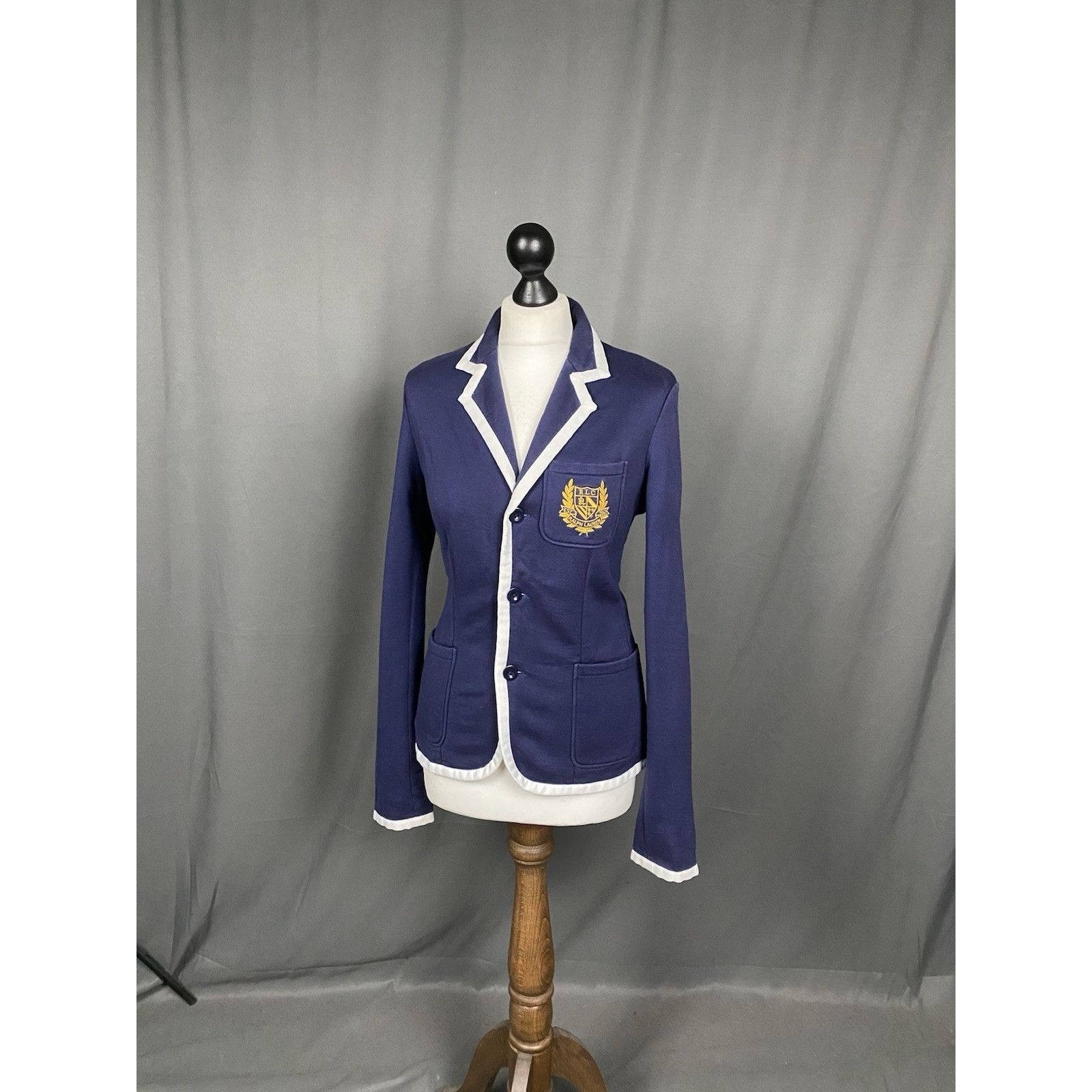 Ralph Lauren Ralph Lauren Contrast Lapel Big Logo Women's Blue Blazer Jac Size M / US 6-8 / IT 42-44 - 2 Thumbnail