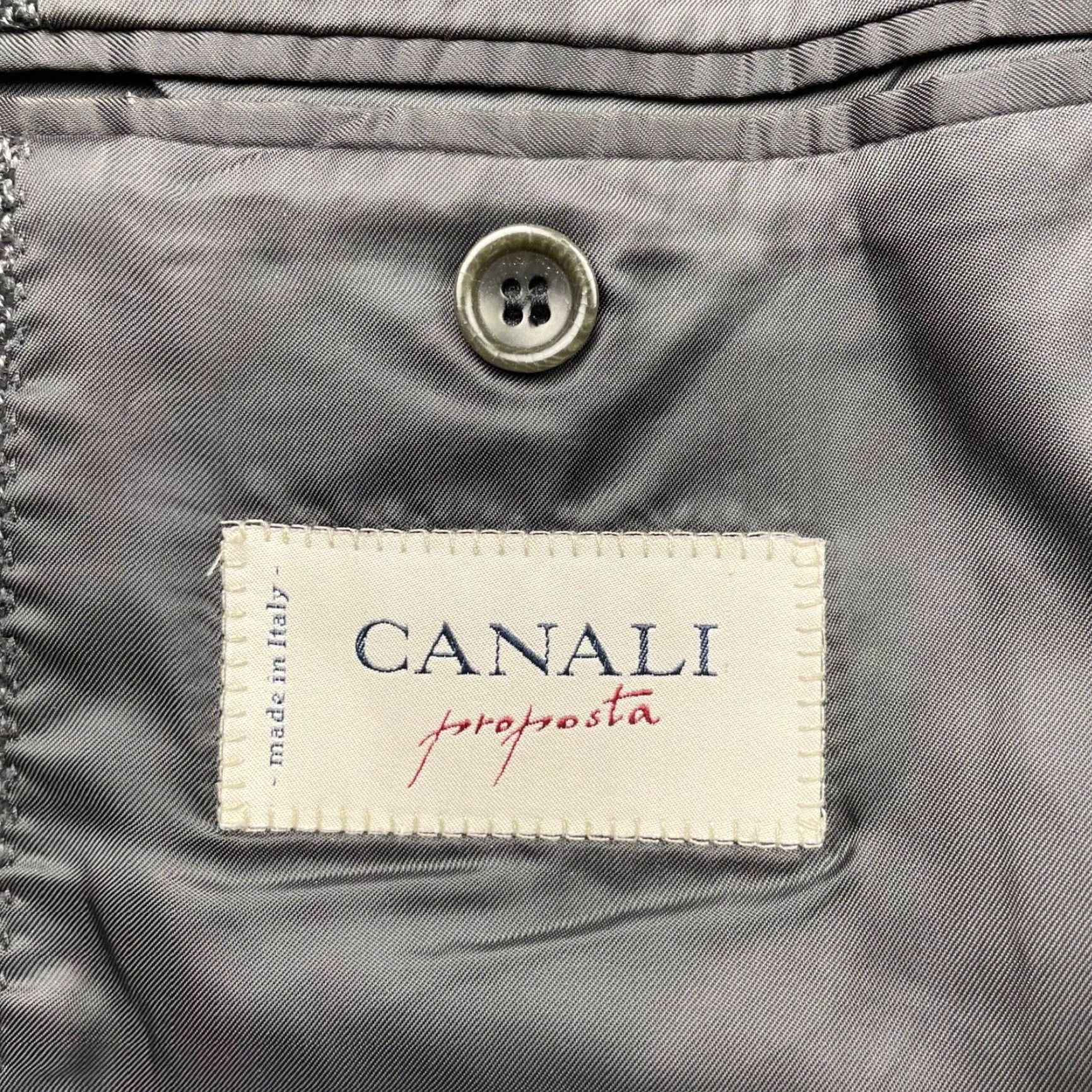 Canali VINTAGE Canali Proposta Men's Blazer 42R Gray Herringbone Wool Tweed 3-Button Notch Lapel Italy Mens Size 42R - 5 Thumbnail