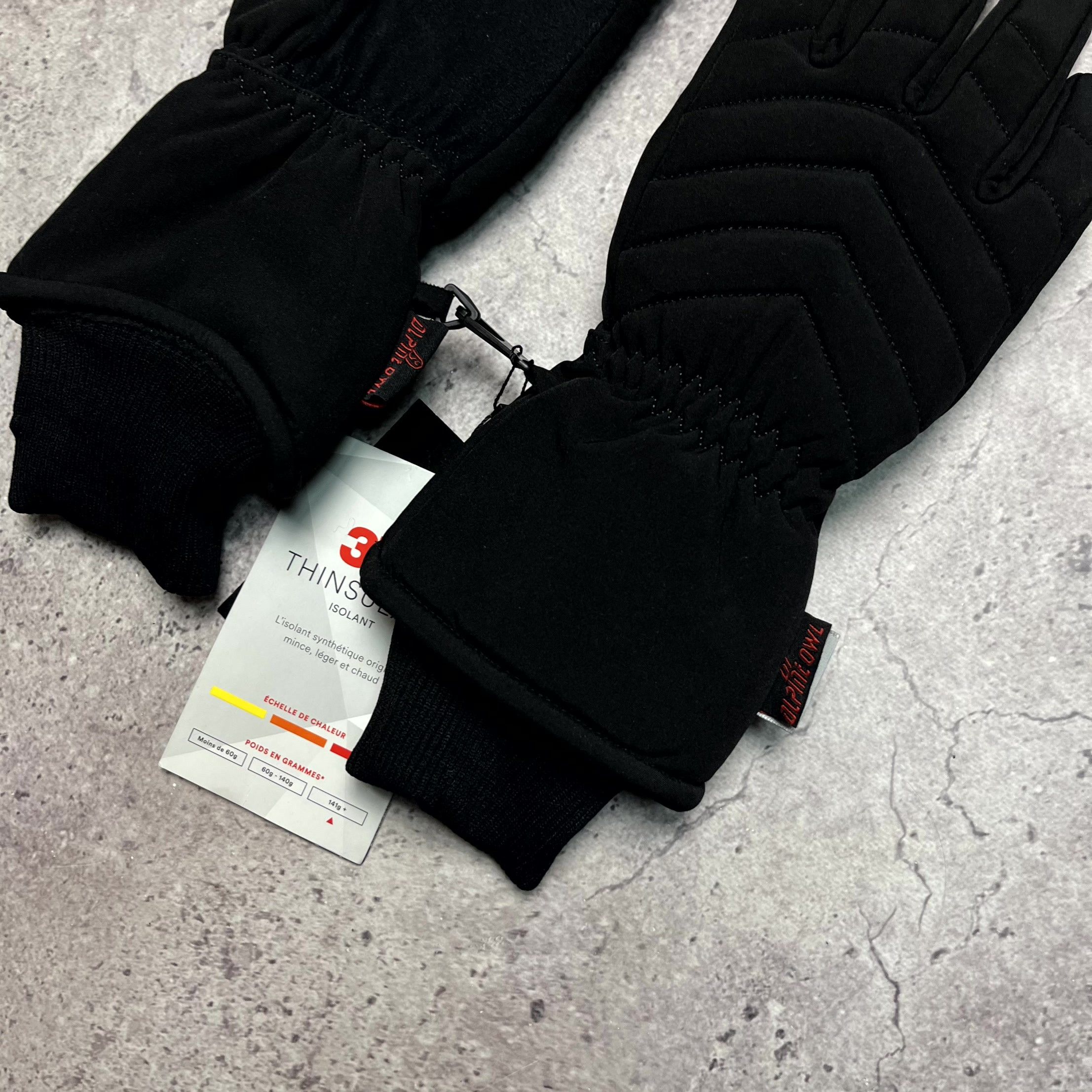 Other Alpine Owl 3M Thinsulate Black Softshell Ski Gloves Size ONE SIZE - 4 Thumbnail