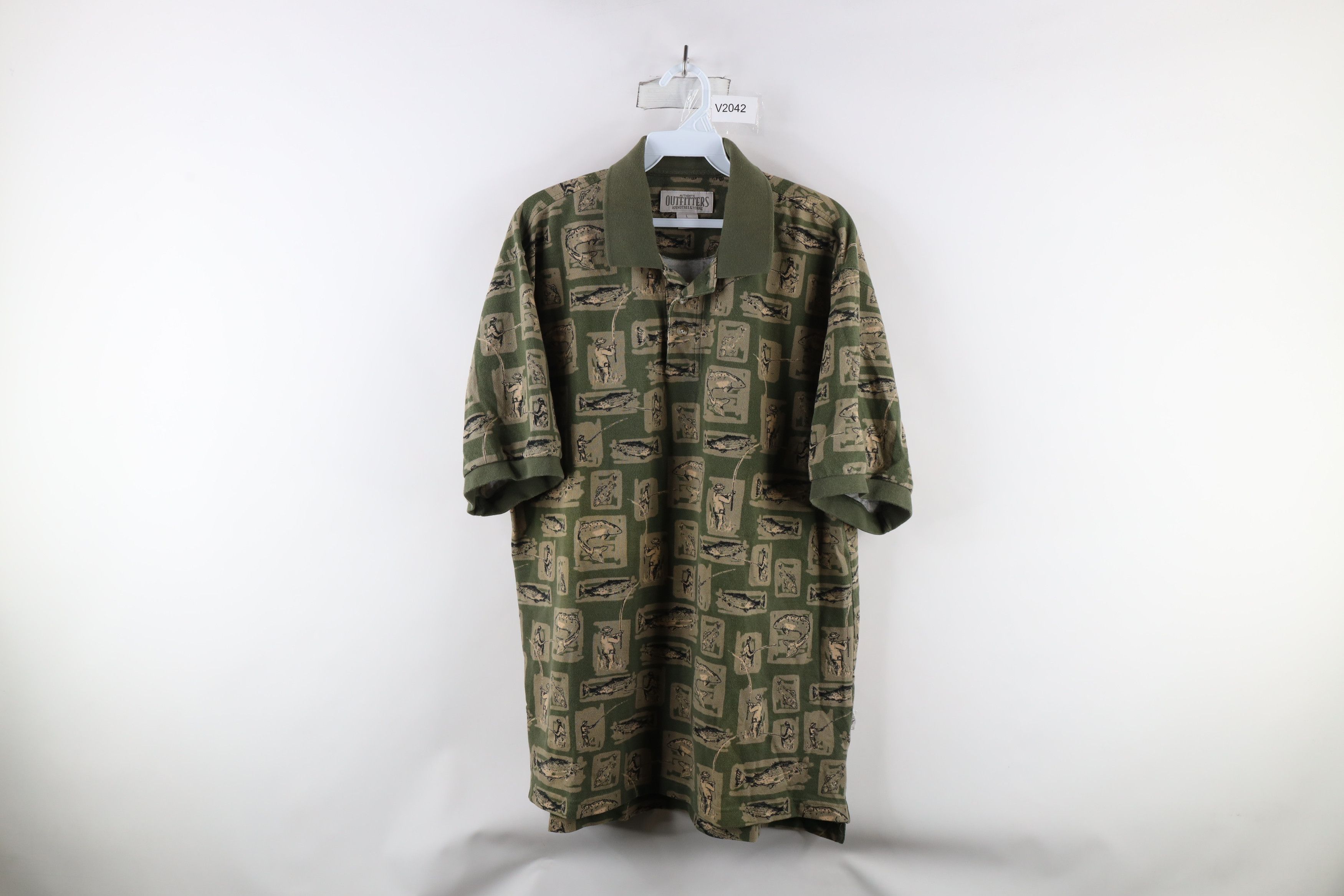 Vintage Vintage 90s Streetwear Fish All Over Print Golf Polo Shirt Size US L / EU 52-54 / 3 - 1 Thumbnail