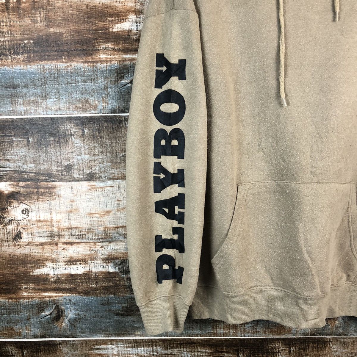 Playboy Play Boy vintage font sleeve Brown Hoodie #A1933 Size US L / EU 52-54 / 3 - 9 Thumbnail