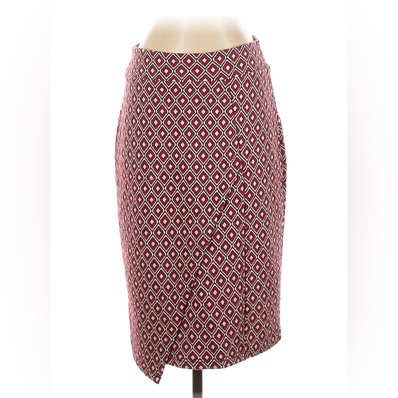 Anthropologie Anthropologie Red and White Diamond Pencil Skirt Size 28" / US 6 / IT 42 - 1 Thumbnail