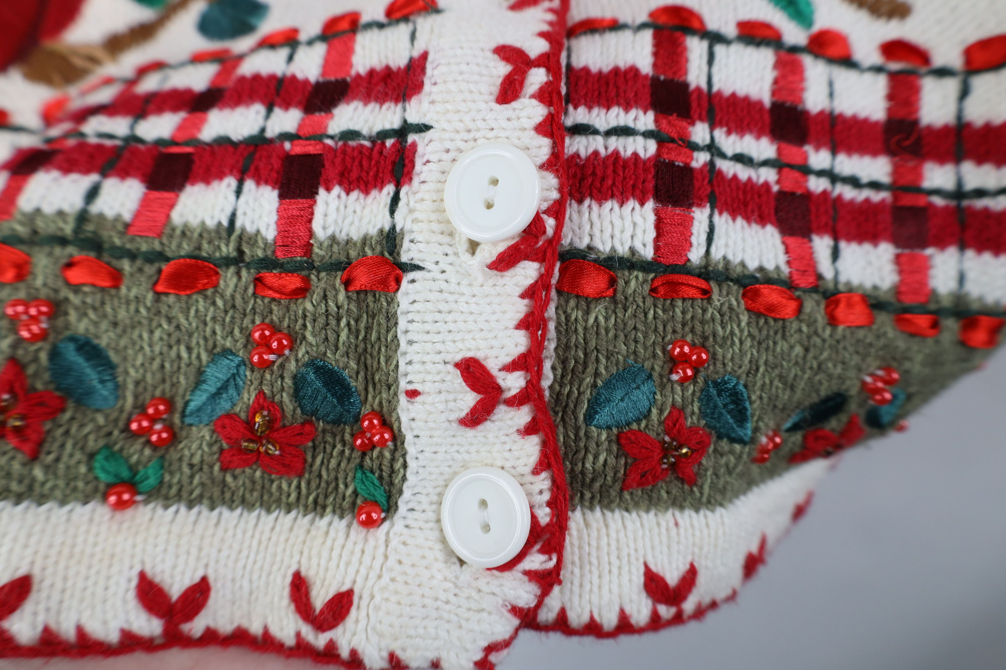 Vintage Vintage 90s Y2K Babydoll Nature Cardinal Bird Flower Sweater Size M / US 6-8 / IT 42-44 - 11 Thumbnail