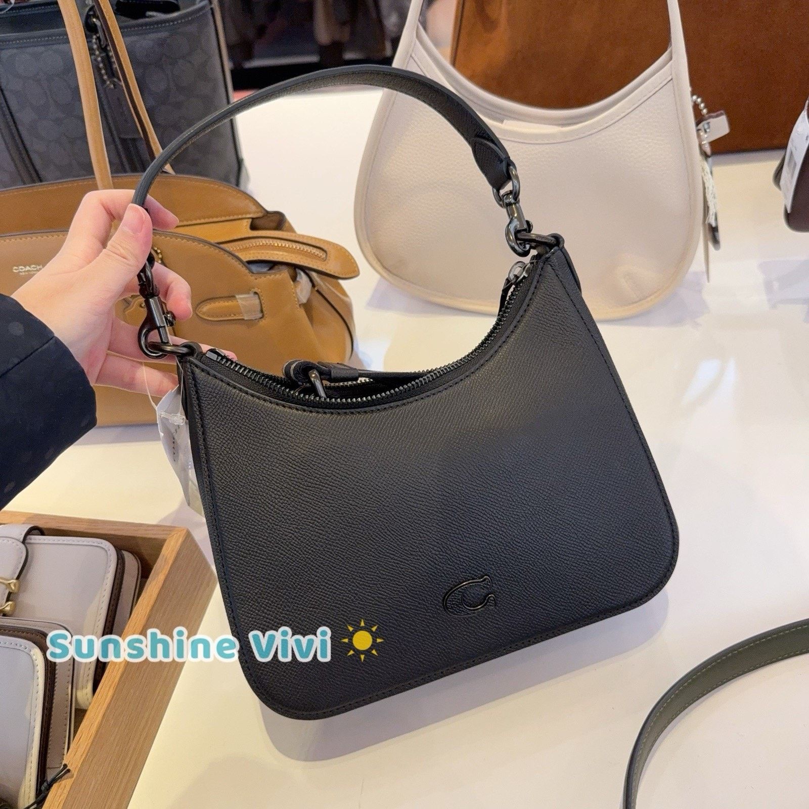 Coach NWT Coach Hobo Crossbody Bag Crossgrain Leather CJ842 Black Size ONE SIZE - 1 Thumbnail