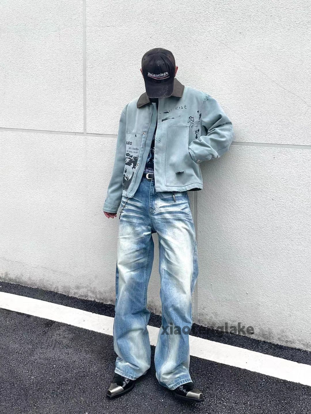 Jean Unisex utility punk yuppie grunge loose baggy jeans Size US 30 / EU 46 - 2 Thumbnail