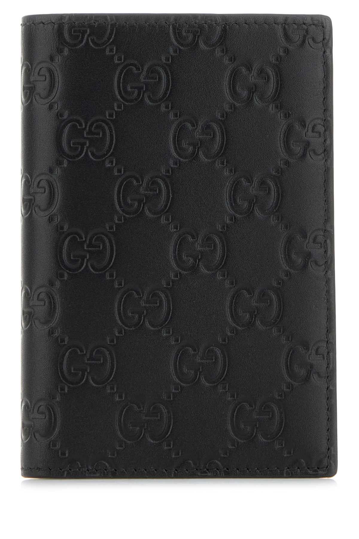 Gucci Black Leather Gg Emblem Passport Holder Size ONE SIZE - 1 Thumbnail