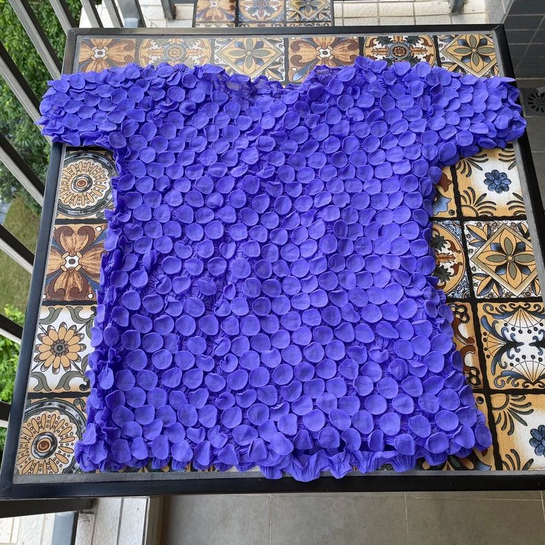 Issey Miyake Issey Miyake size:2 Purple puffed short-sleeved shirt Size M / US 6-8 / IT 42-44 - 2 Thumbnail