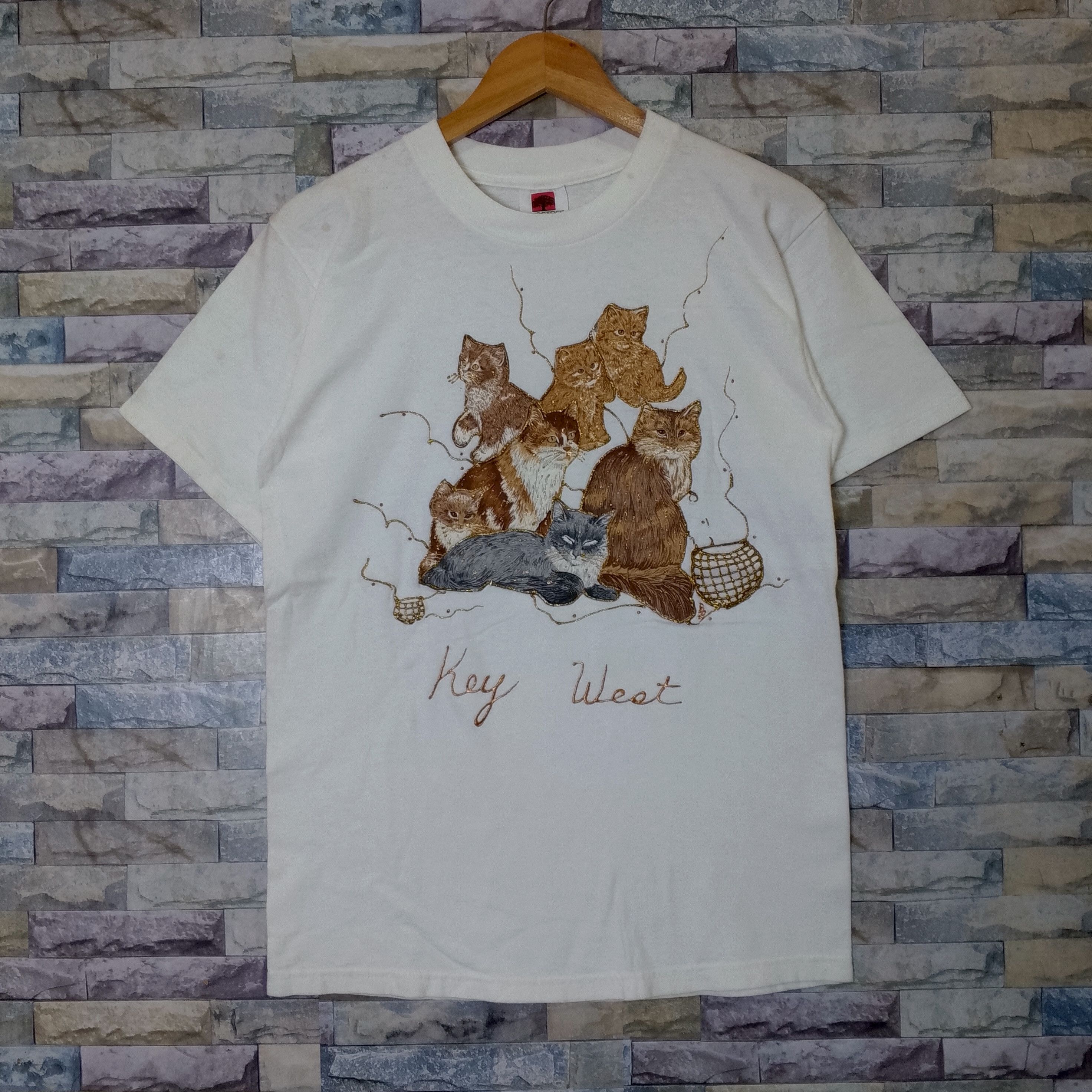 Vintage Vintage 90s Key West Cat Embroidered Tee Size US M / EU 48-50 / 2 - 3 Thumbnail