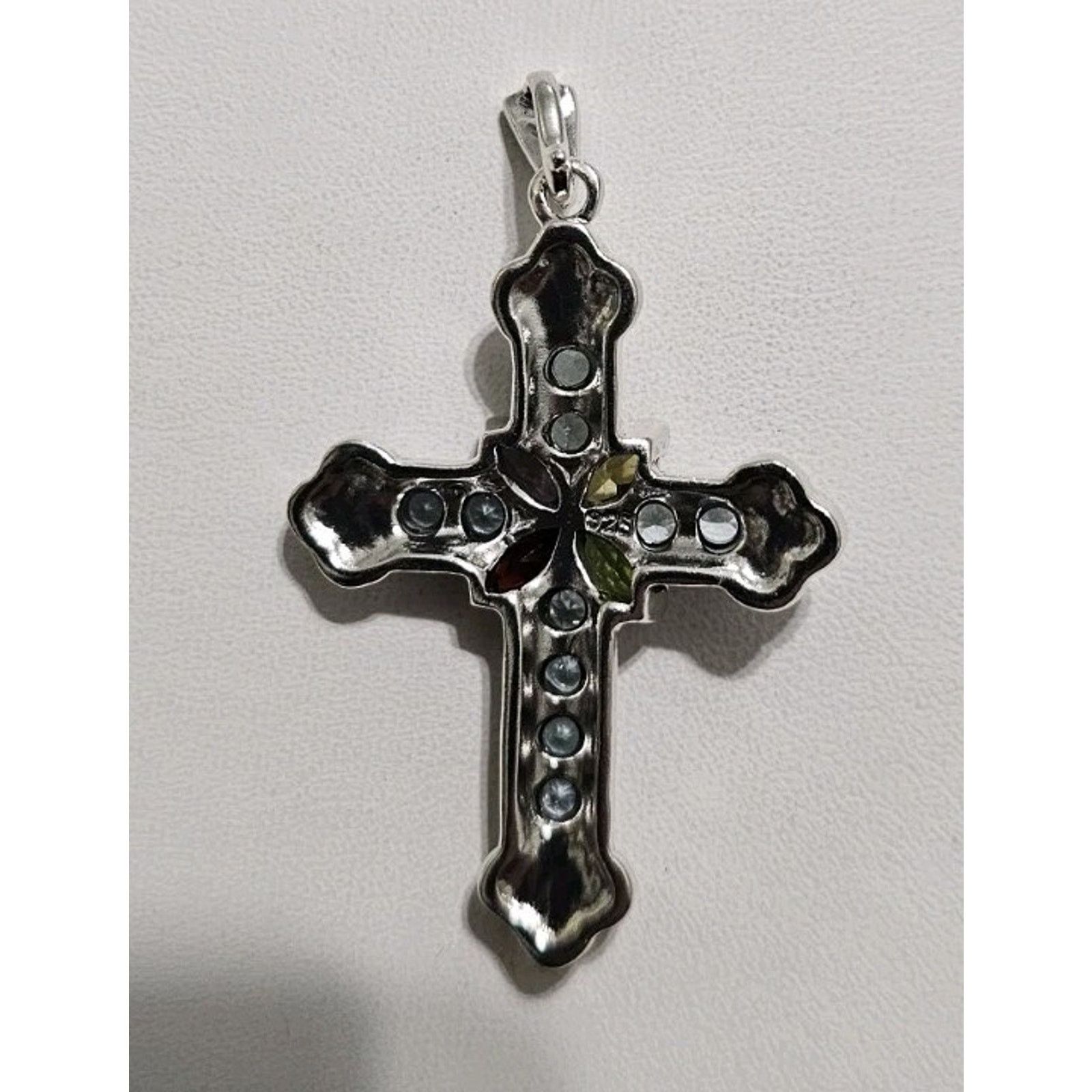 Other Silver 925 Colorful Stone Cross Pendant Charm Size ONE SIZE - 3 Thumbnail