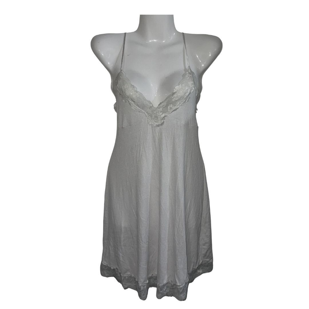 Victoria's Secret Y2K Style Lace Trim Ribbed Slip Dress Intimates Lingerie Size ONE SIZE - 1 Thumbnail