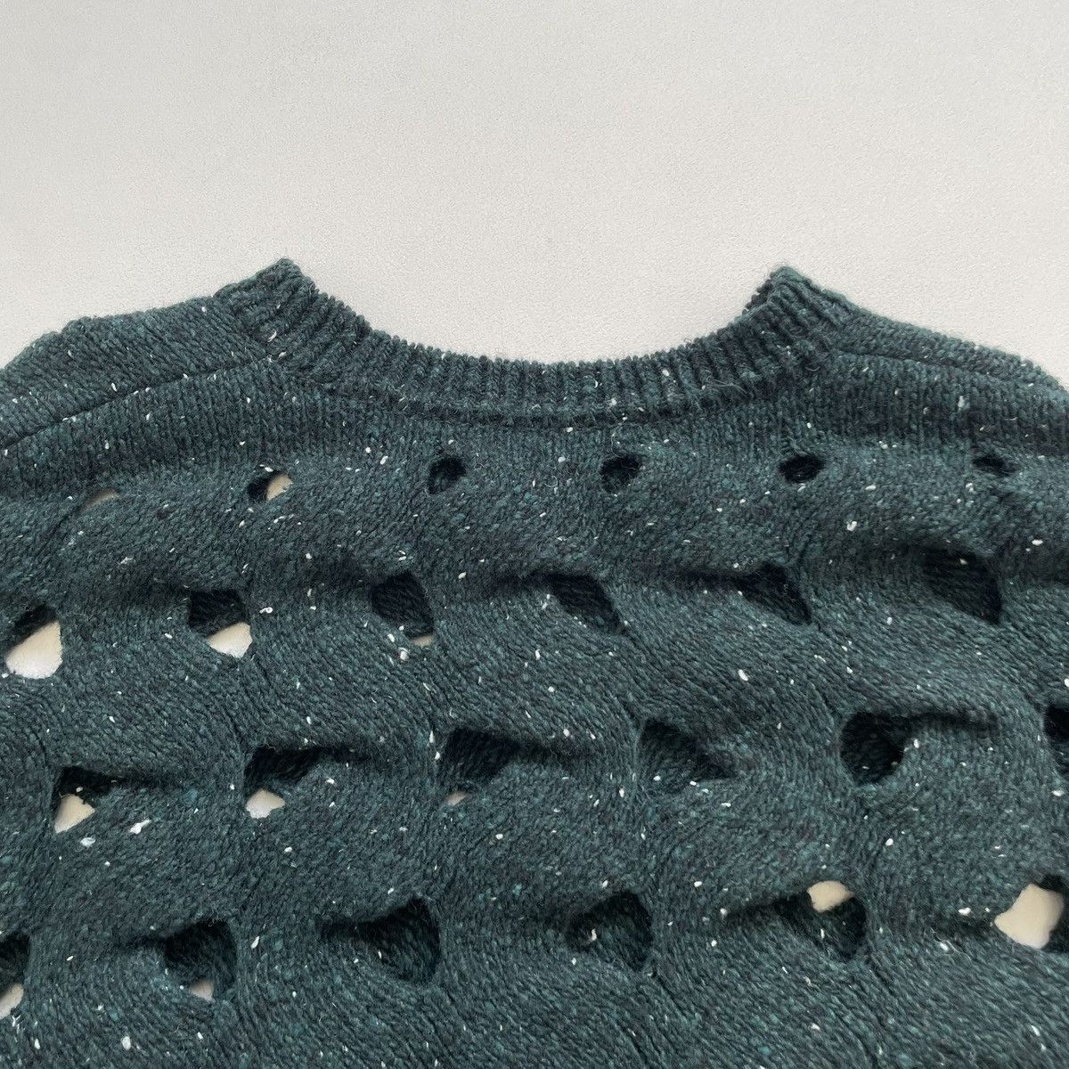 Issey Miyake Forest Green Cut Out Wool ‘Nest Knit’ Size US M / EU 48-50 / 2 - 17 Thumbnail