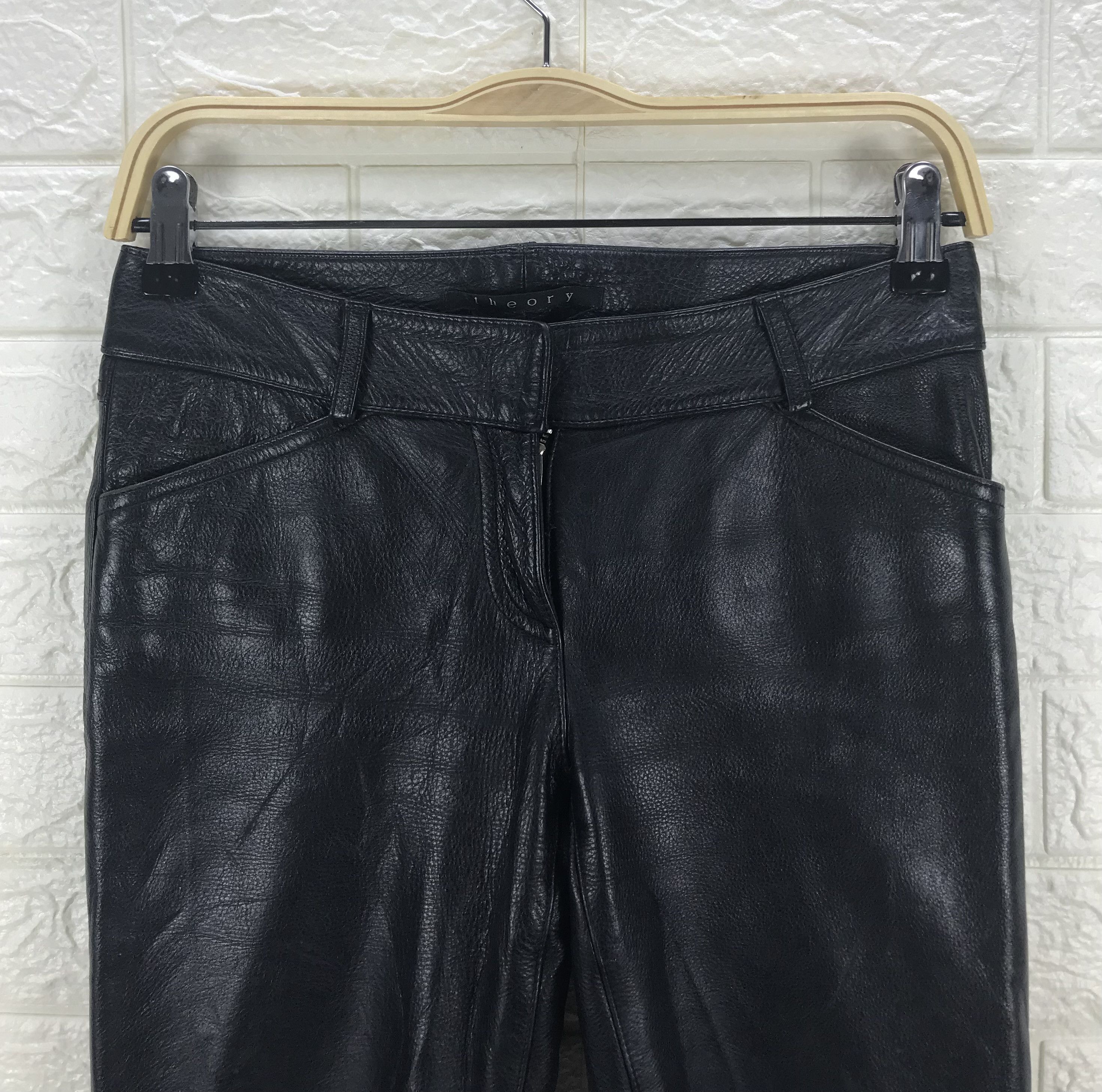 Theory Vintage Theory Black Leather Pants Size 26" / US 2 / IT 38 - 2 Thumbnail