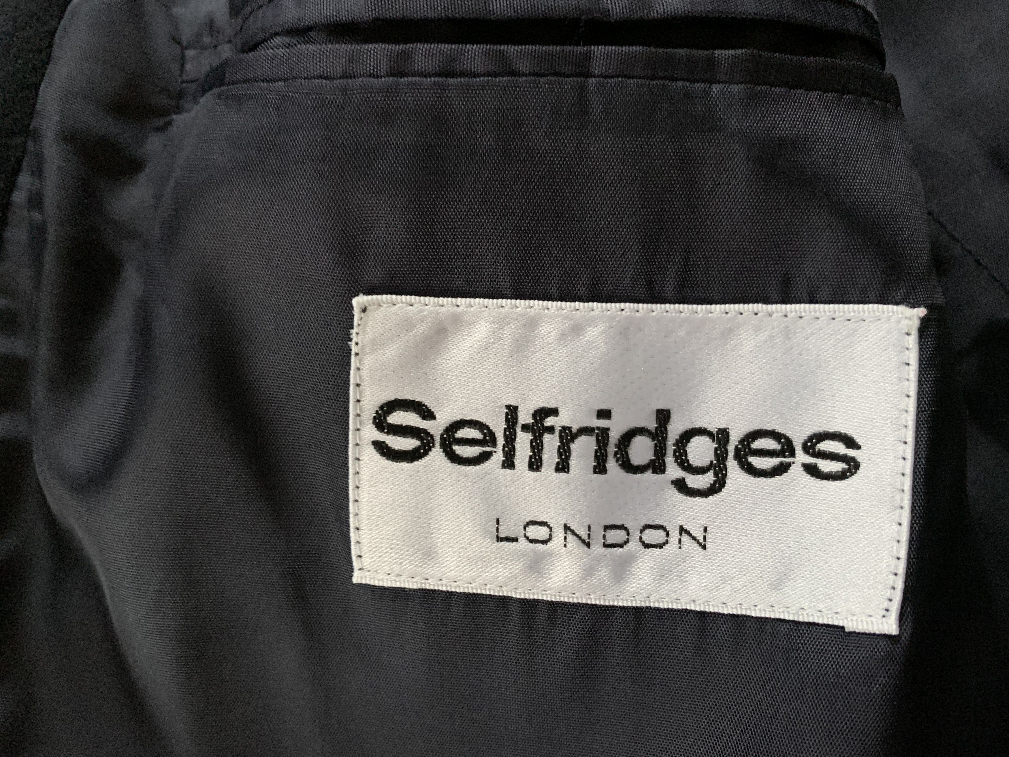 Designer × Vintage Selfridges London Long Wool Black Heavy Coat Size US XL / EU 56 / 4 - 6 Thumbnail