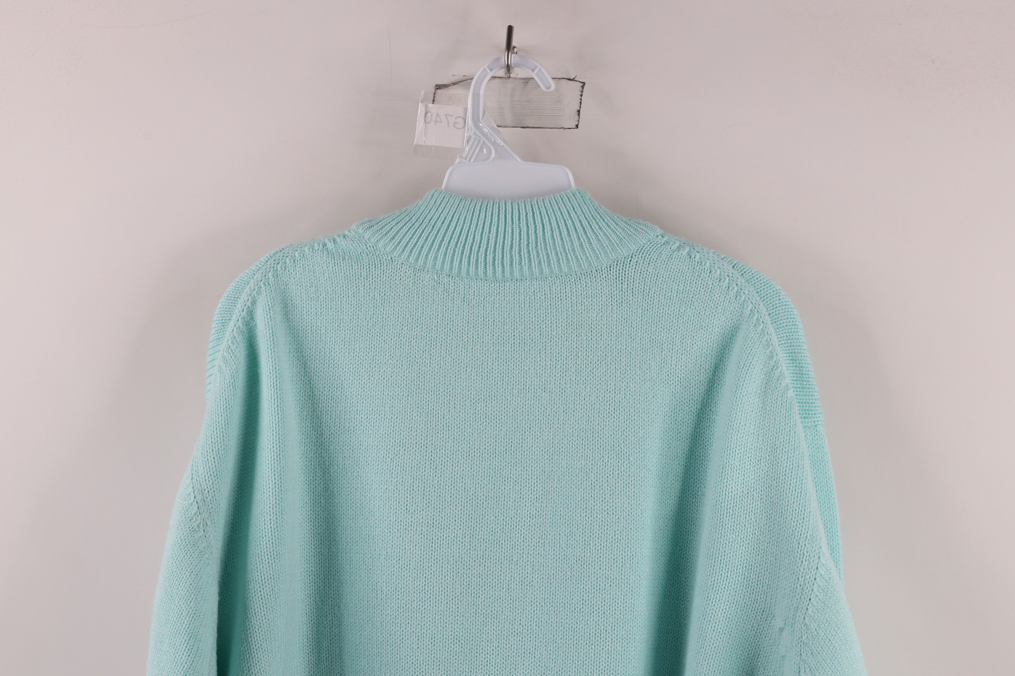 Vintage Vintage 90s Streetwear Flower Knit Mock Neck Sweater Blue Size XL / US 12-14 / IT 48-50 - 11 Thumbnail