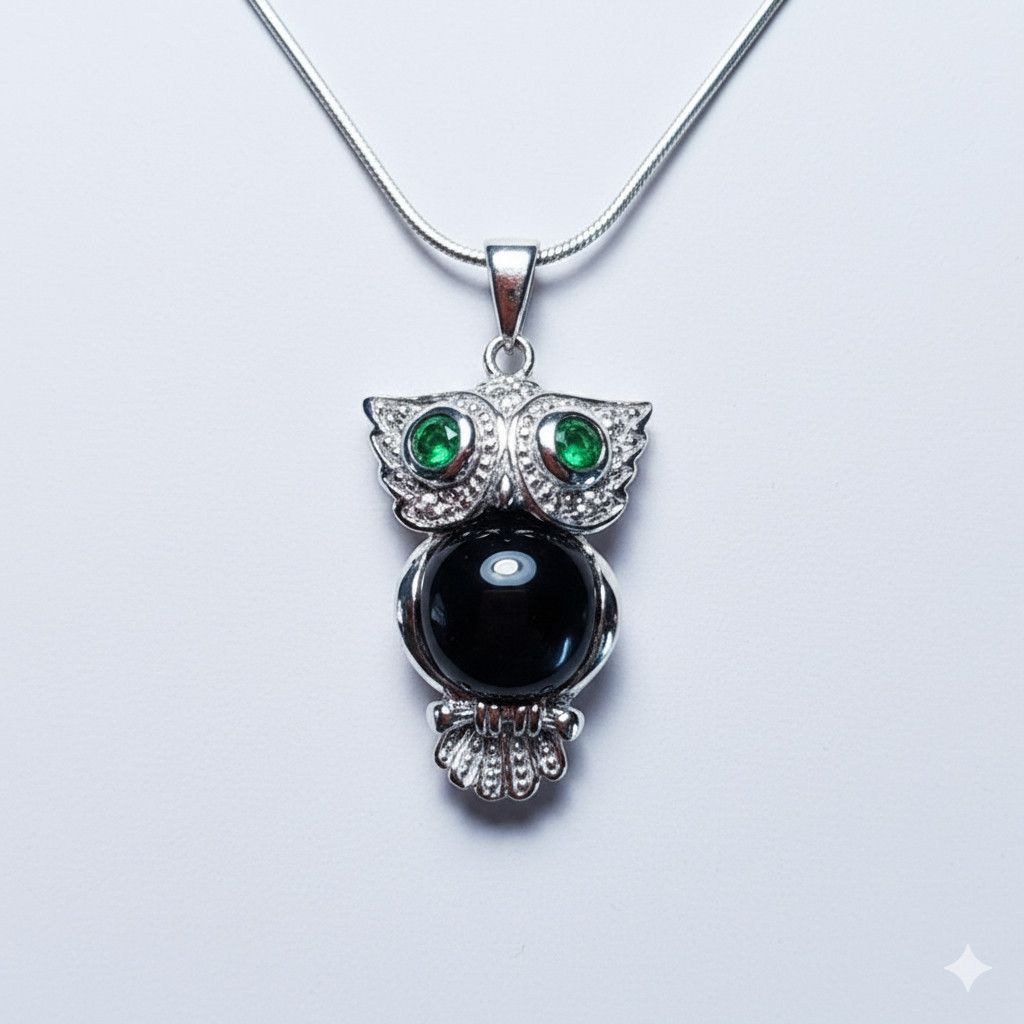Other Owl Charm 925 Sterling Silver CAH Rhodium Plated Black Onyx Size ONE SIZE - 9 Thumbnail