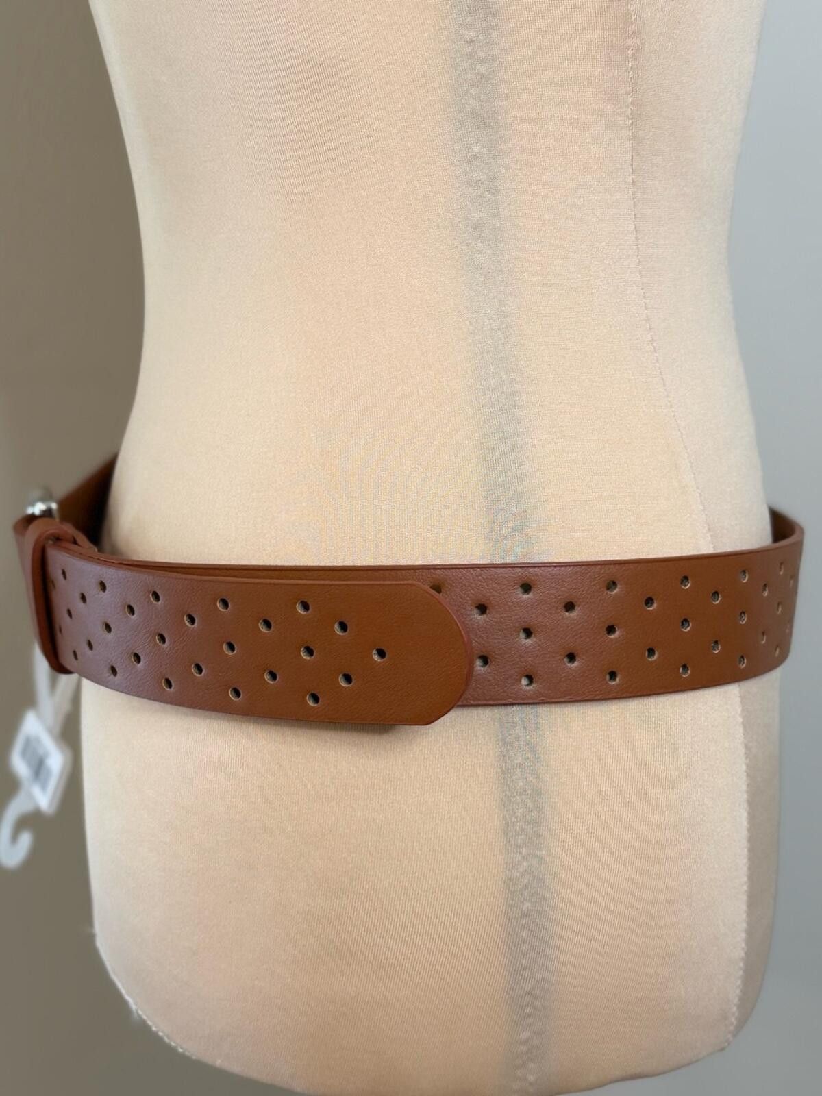 Other Brown Faux leather western belt round cutouts SZ 43” Size ONE SIZE - 5 Thumbnail