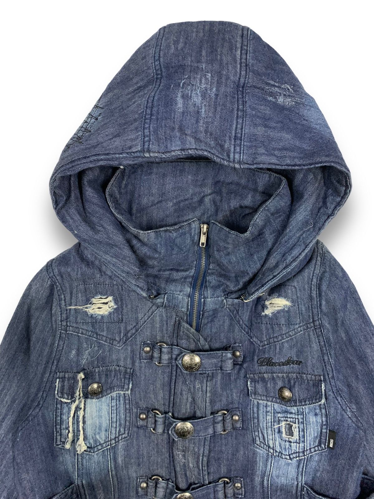 If Six Was Nine Japanese BACKS Faded Buckle Distressed Punk Denim Jacket Size US S / EU 44-46 / 1 - 5 Thumbnail