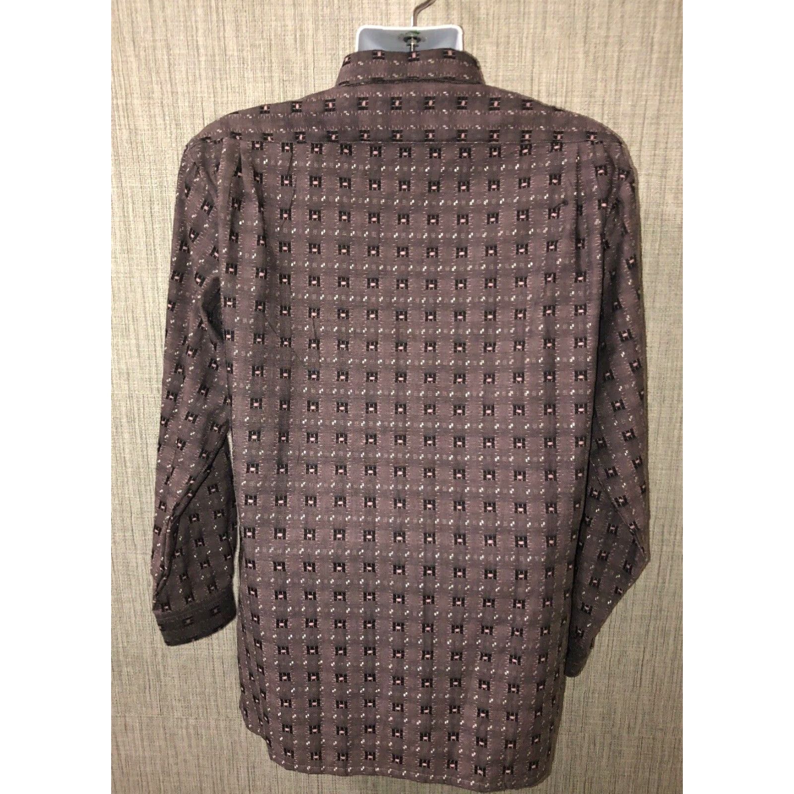 BUGATCHI Bugatchi Uomo Mens Geometric Dress Shirt Long Sleeve Button Front 16 1/2 Multicolor Men Size 42R - 4 Thumbnail